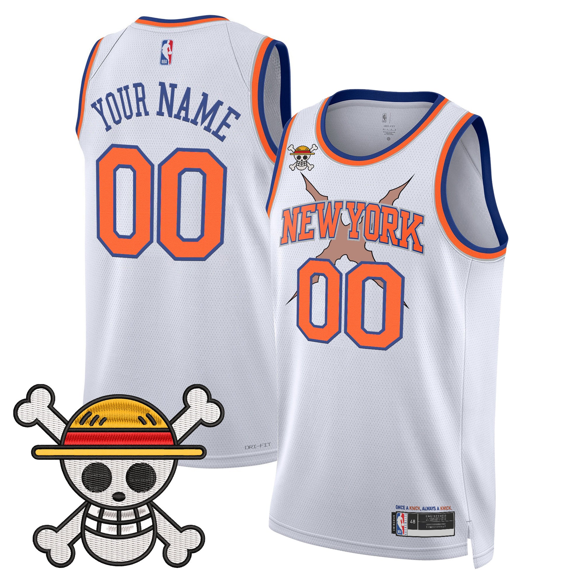 New York Knicks x One Piece Swingman Custom Jersey- Stitched