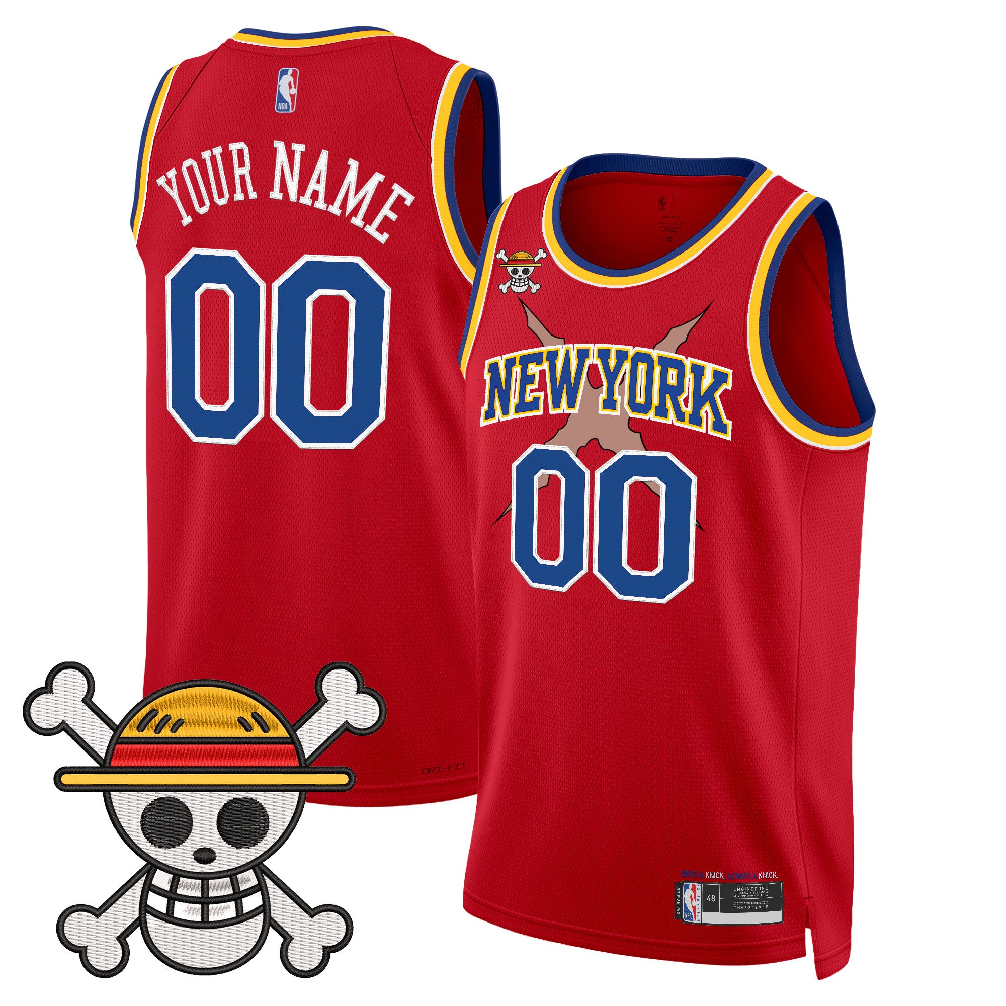 New York Knicks x One Piece Swingman Custom Jersey- Stitched