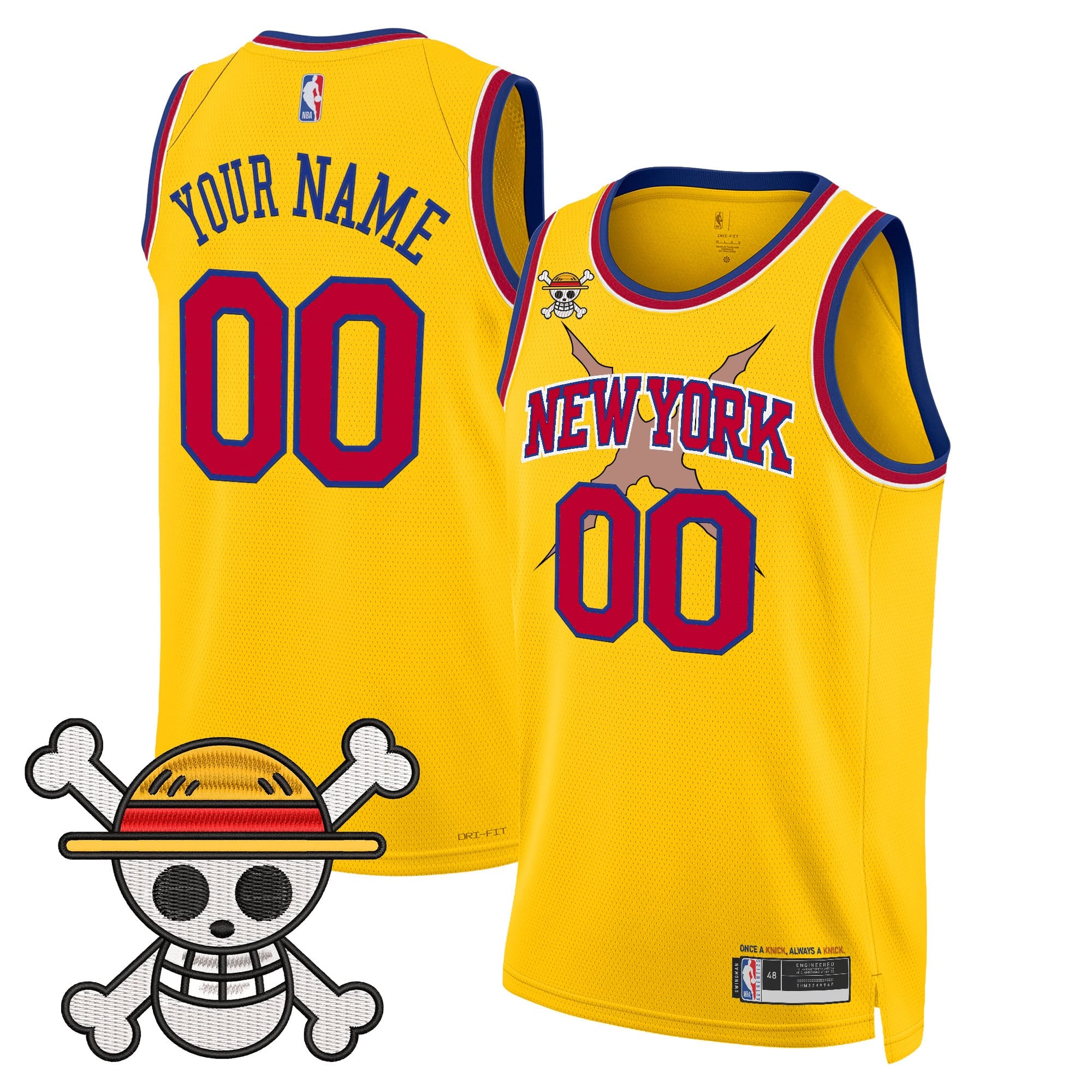 New York Knicks x One Piece Swingman Custom Jersey- Stitched