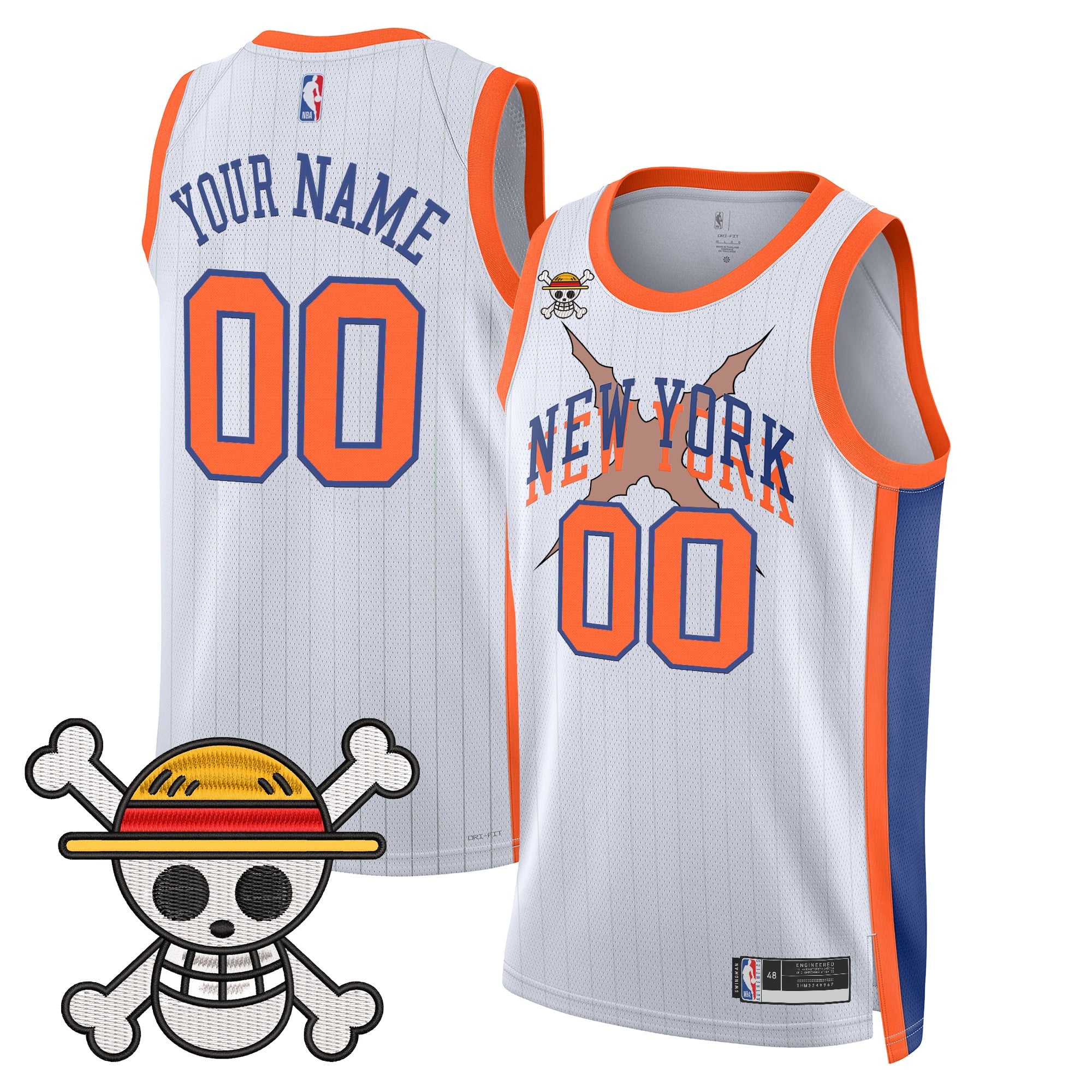 New York Knicks x One Piece Swingman Custom Jersey- Stitched