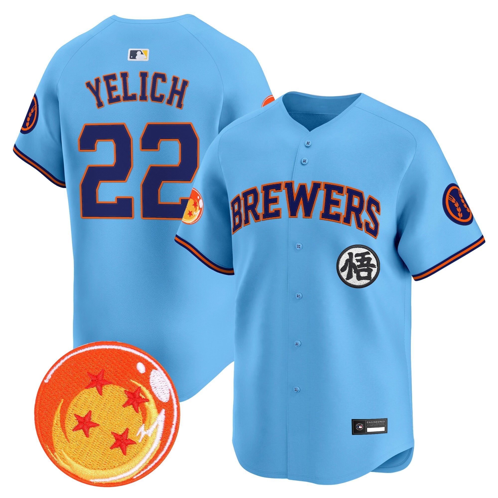 Men's Milwaukee Brewers x Dragon Ball Vapor Premier Limited Jersey - All Stitched