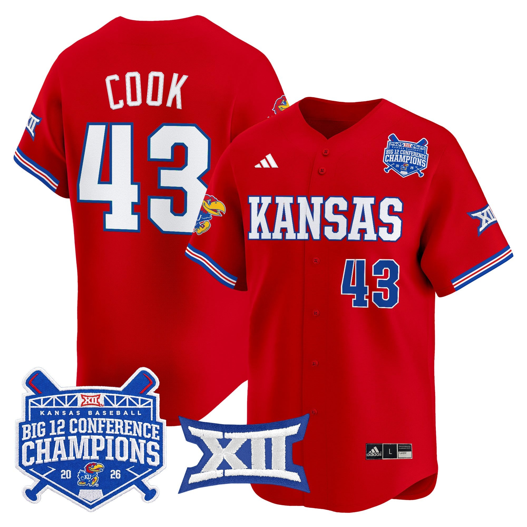 Men's Kansas Jayhawks Baseball Big 12 Conference Champions 2026 Vapor Premier Limited Jersey - All Stitched