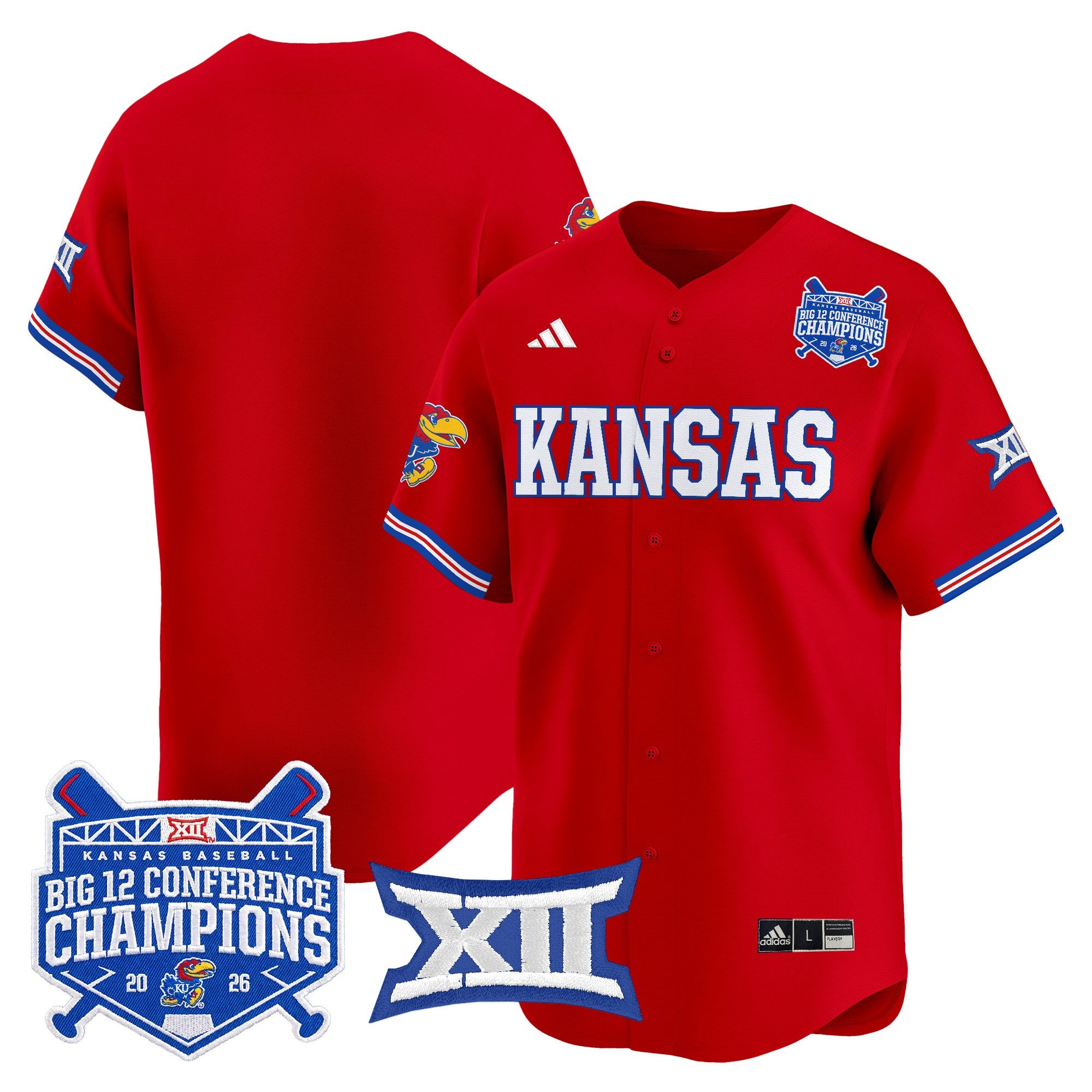 Men's Kansas Jayhawks Baseball Big 12 Conference Champions 2026 Vapor Premier Limited Jersey - All Stitched