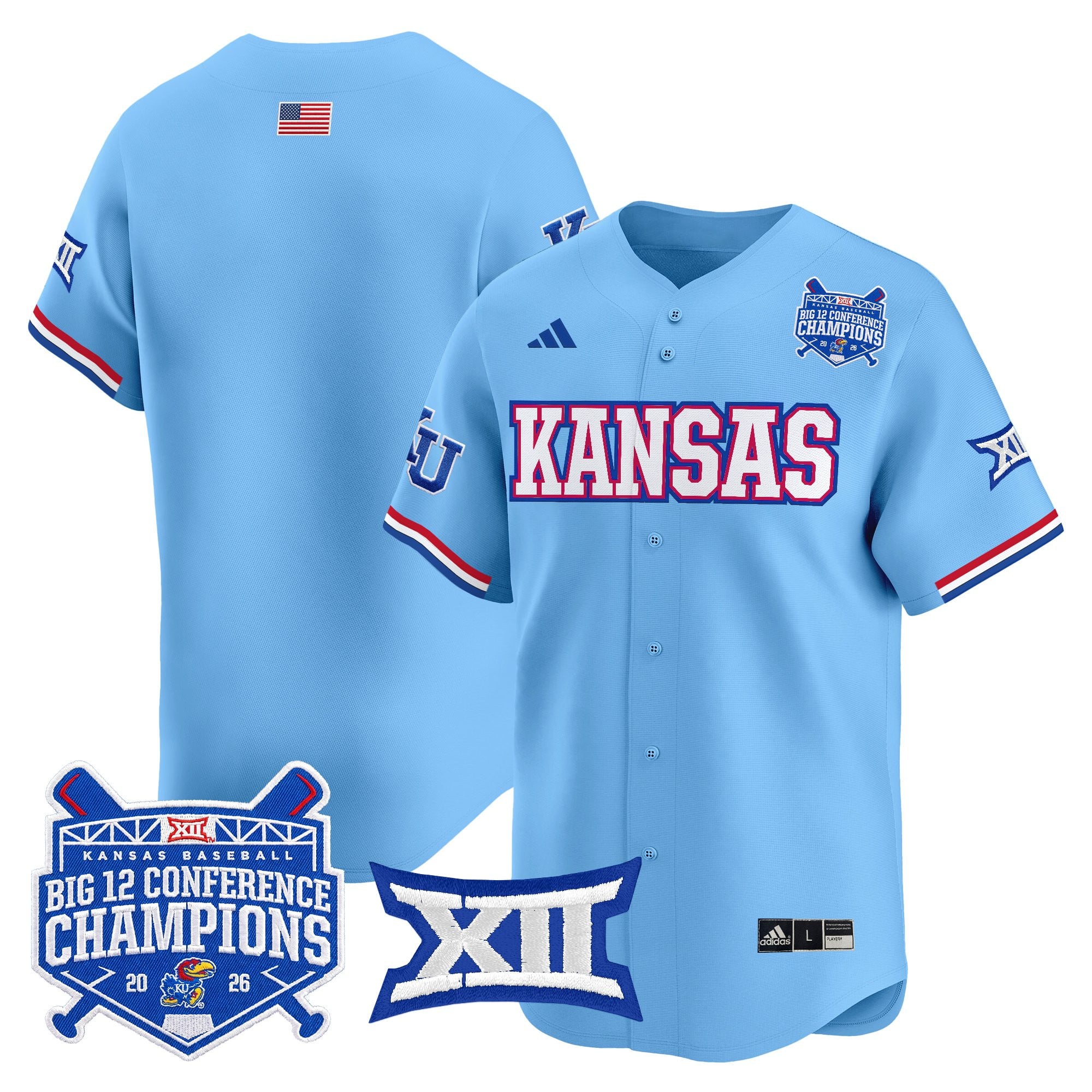 Men's Kansas Jayhawks Baseball Big 12 Conference Champions 2026 Vapor Premier Limited Jersey - All Stitched