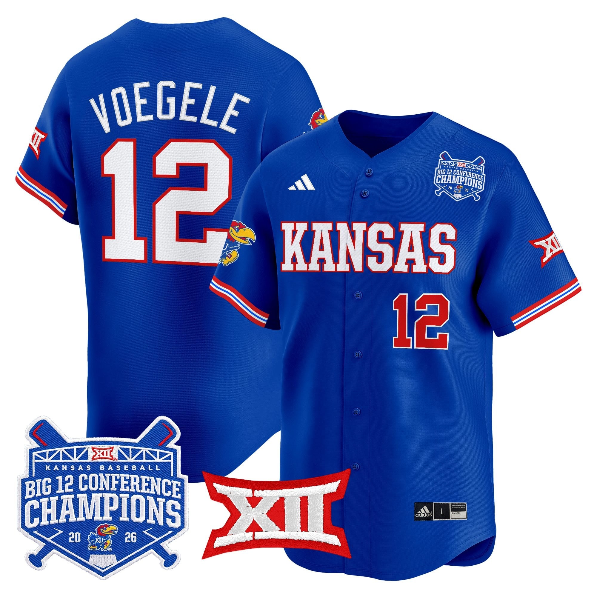 Men's Kansas Jayhawks Baseball Big 12 Conference Champions 2026 Vapor Premier Limited Jersey - All Stitched