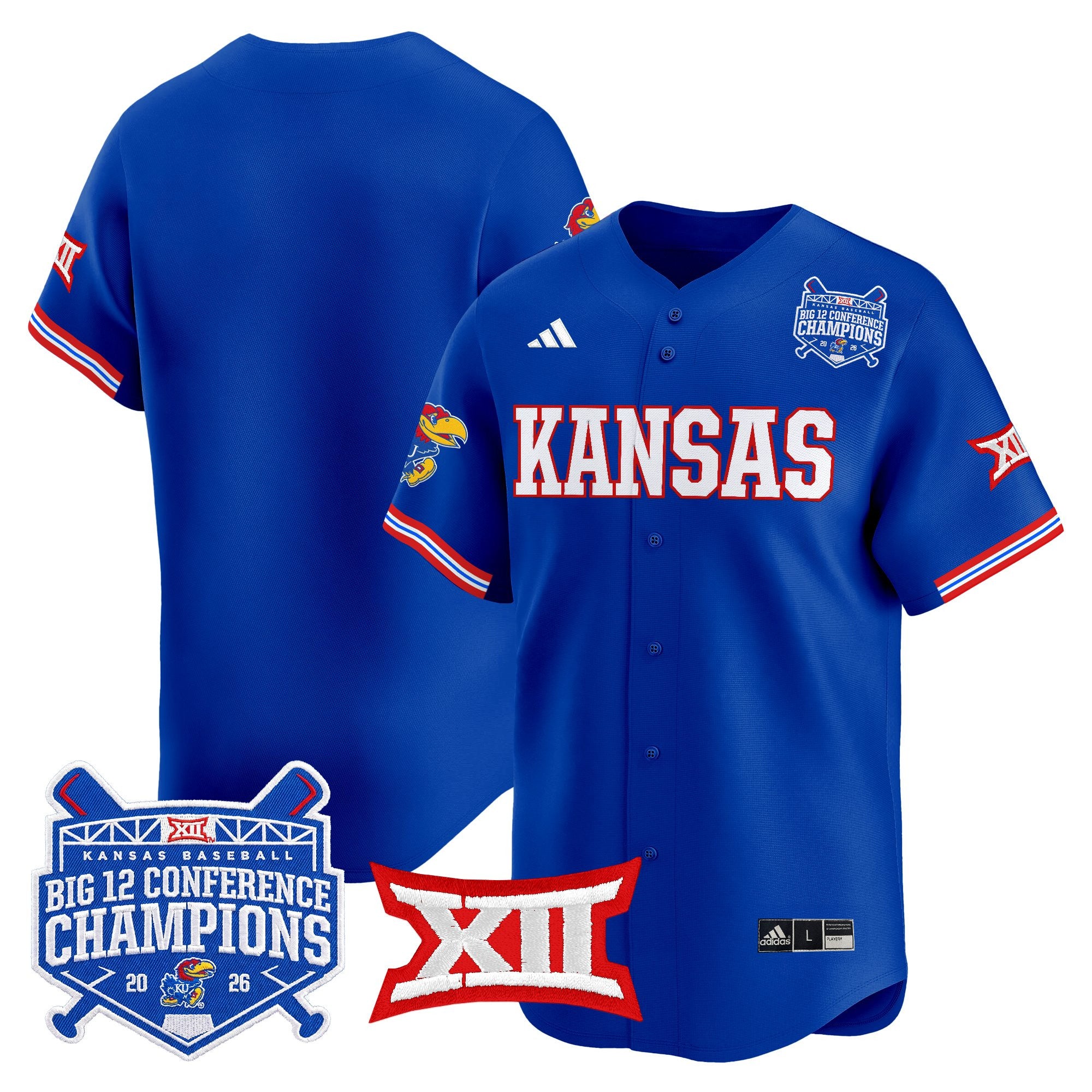 Men's Kansas Jayhawks Baseball Big 12 Conference Champions 2026 Vapor Premier Limited Jersey - All Stitched