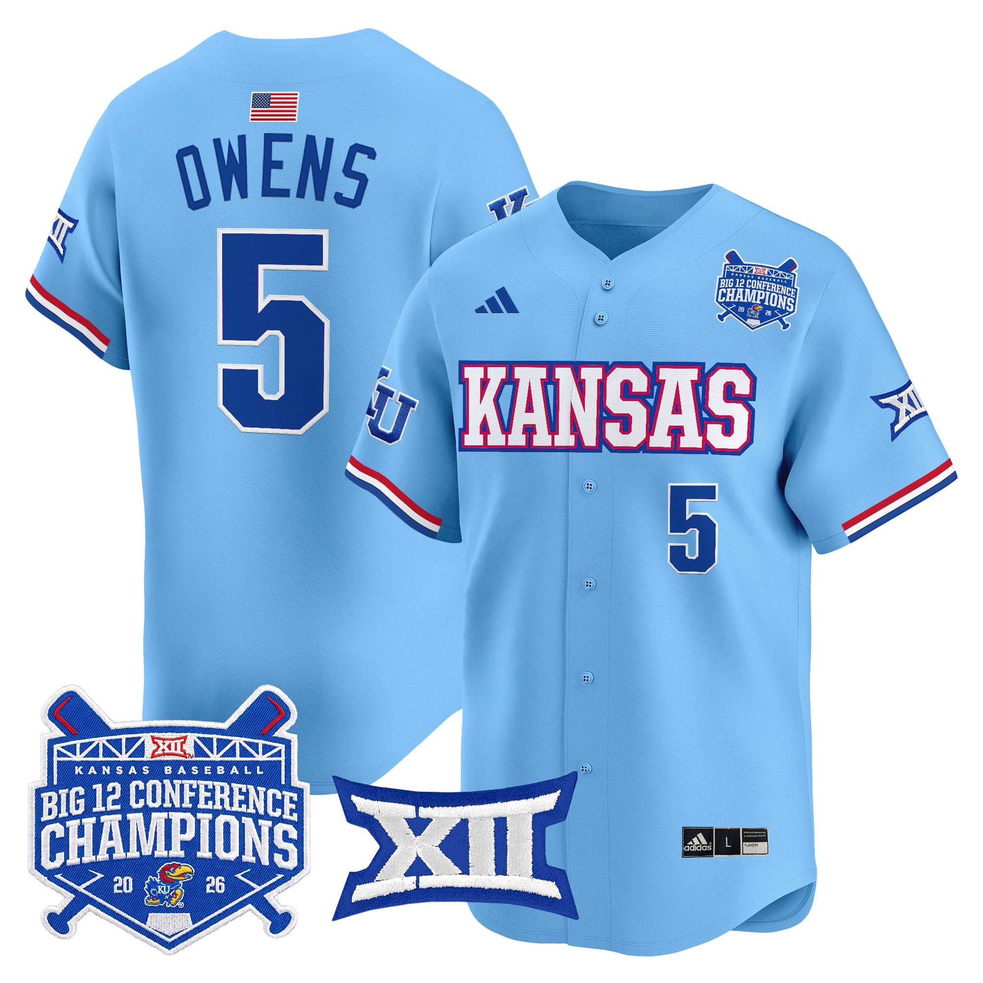 Men's Kansas Jayhawks Baseball Big 12 Conference Champions 2026 Vapor Premier Limited Jersey - All Stitched