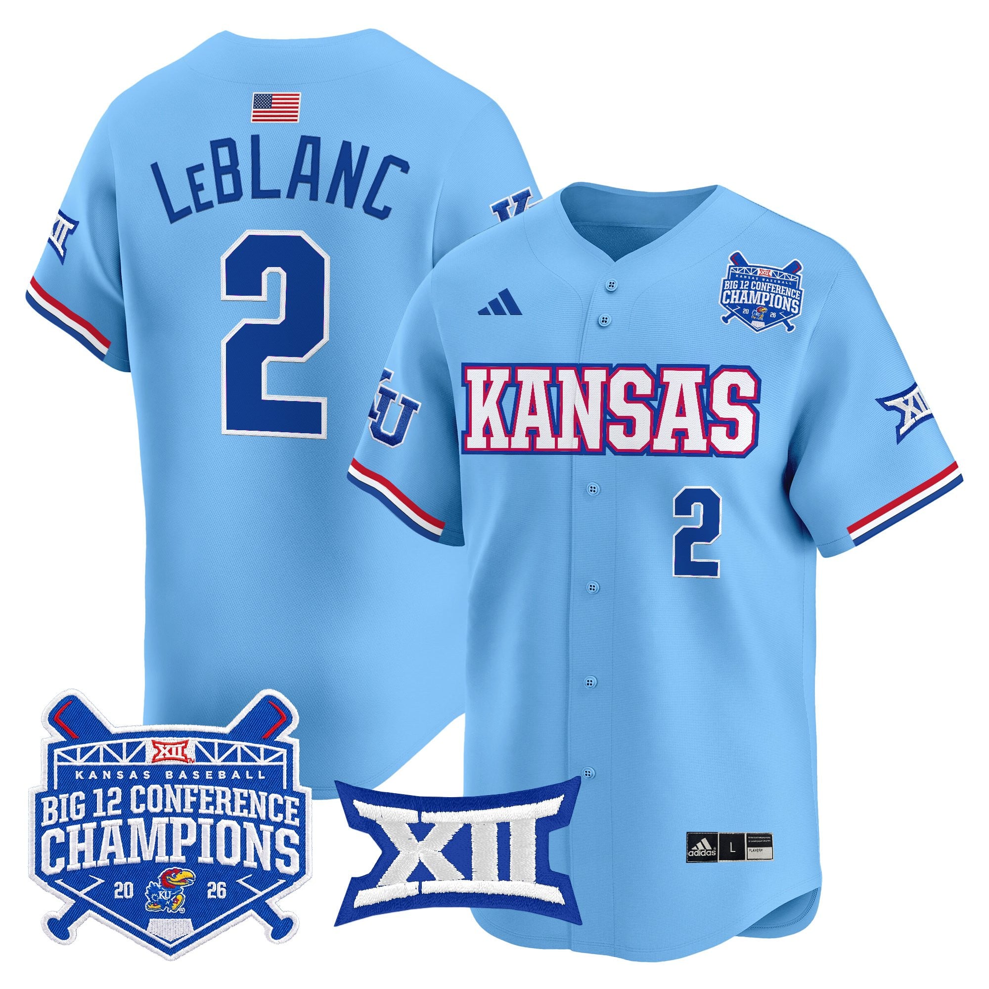 Men's Kansas Jayhawks Baseball Big 12 Conference Champions 2026 Vapor Premier Limited Jersey - All Stitched