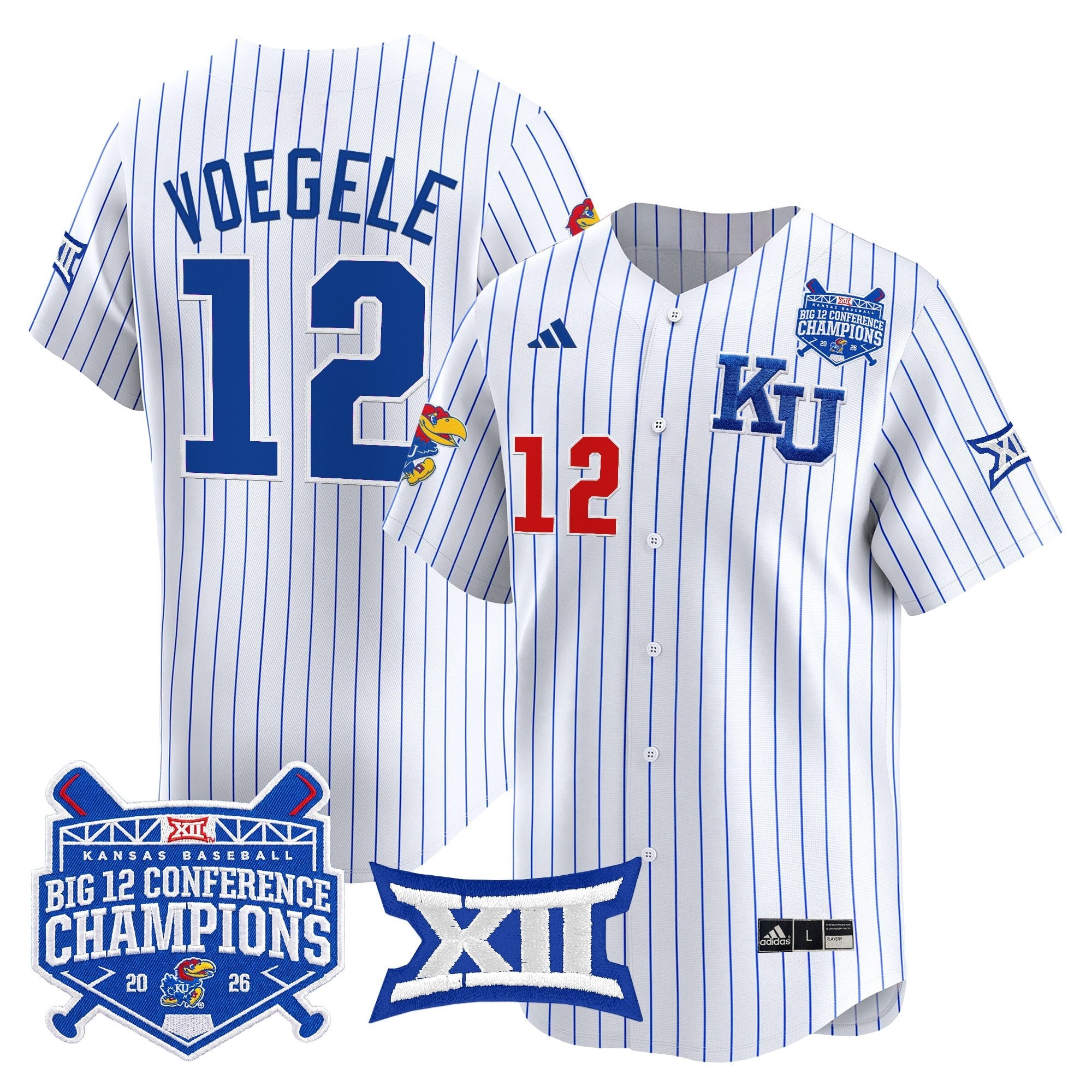 Men's Kansas Jayhawks Baseball Big 12 Conference Champions 2026 Vapor Premier Limited Jersey - All Stitched