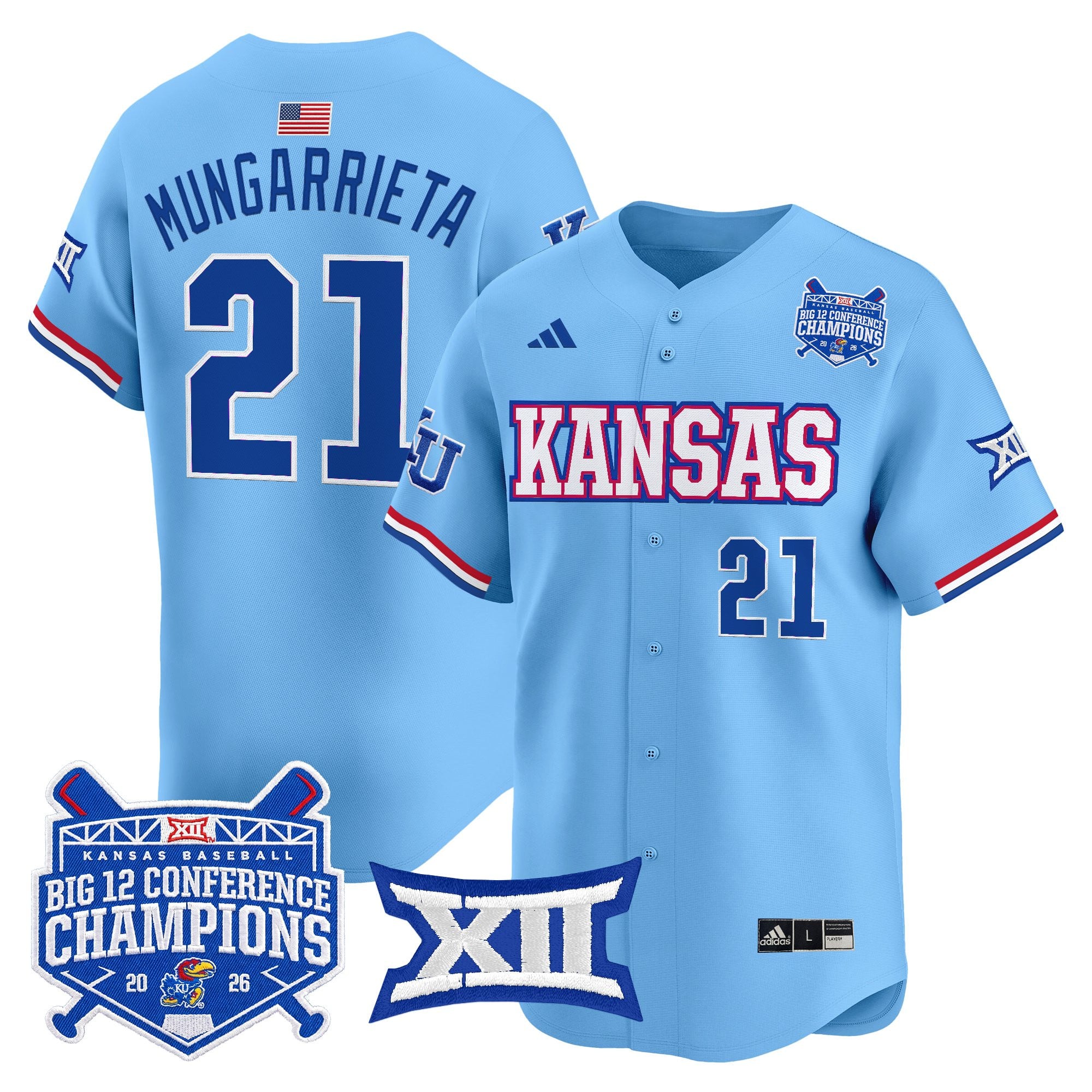 Men's Kansas Jayhawks Baseball Big 12 Conference Champions 2026 Vapor Premier Limited Jersey - All Stitched