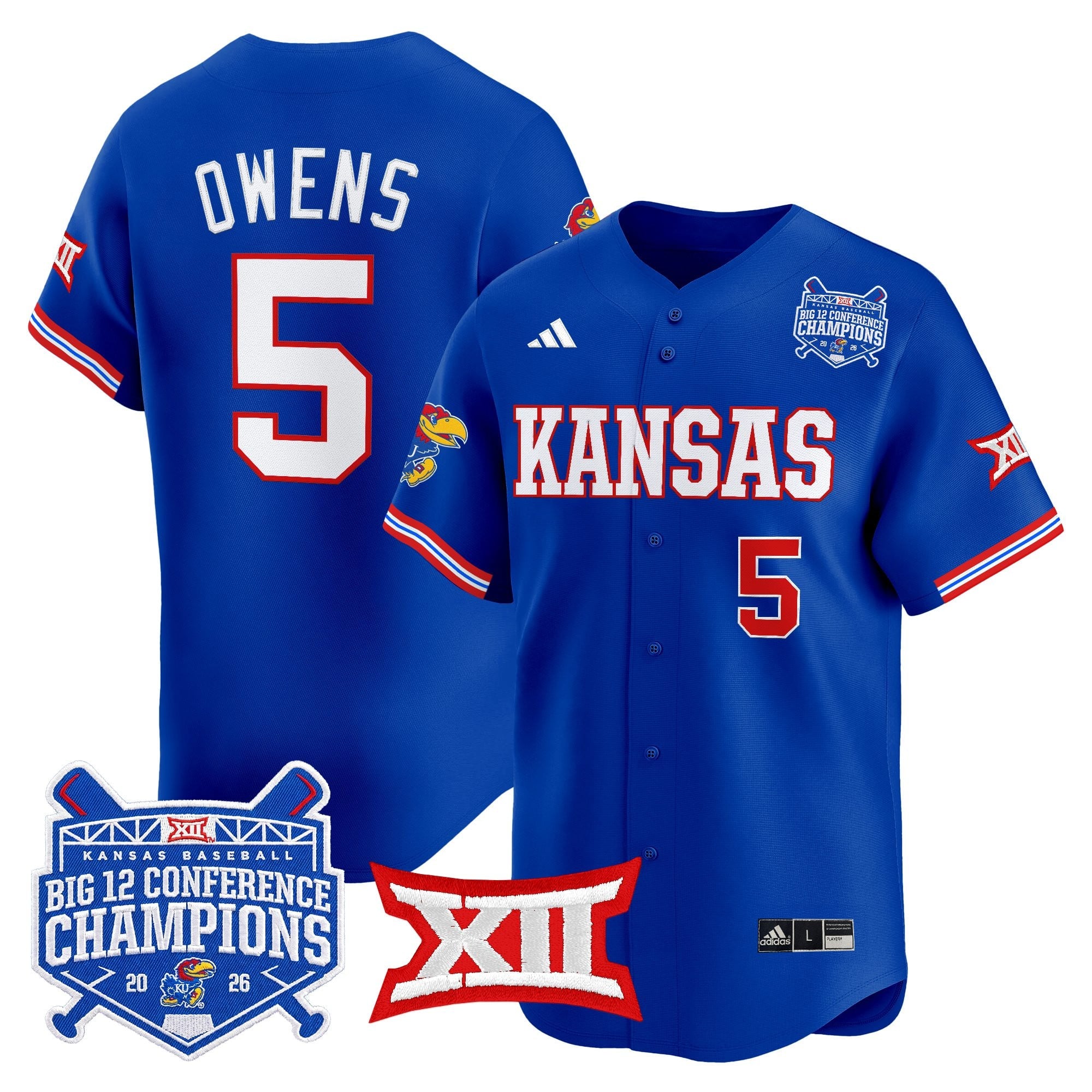 Men's Kansas Jayhawks Baseball Big 12 Conference Champions 2026 Vapor Premier Limited Jersey - All Stitched