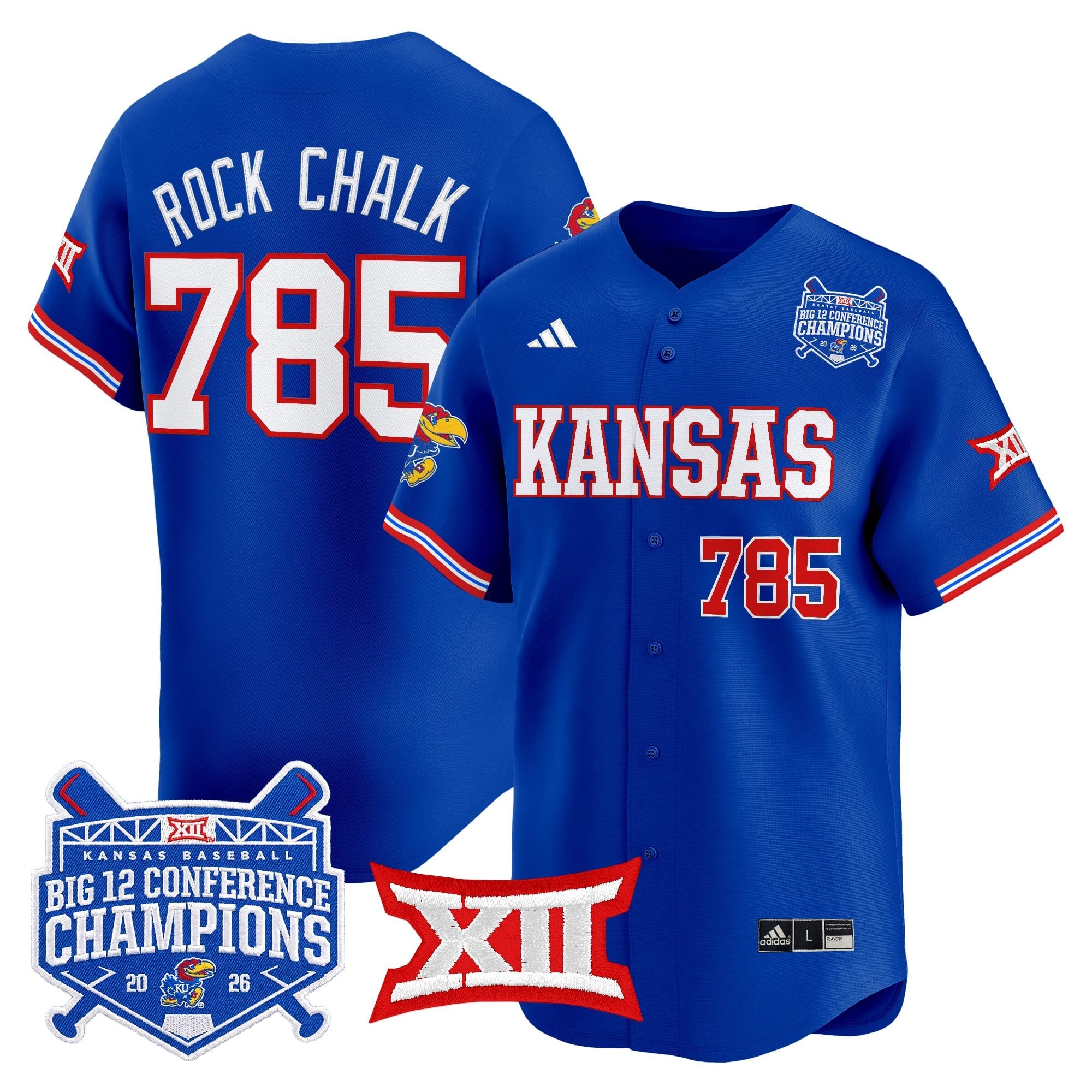 Men's Kansas Jayhawks Baseball Big 12 Conference Champions 2026 Vapor Premier Limited Jersey - All Stitched