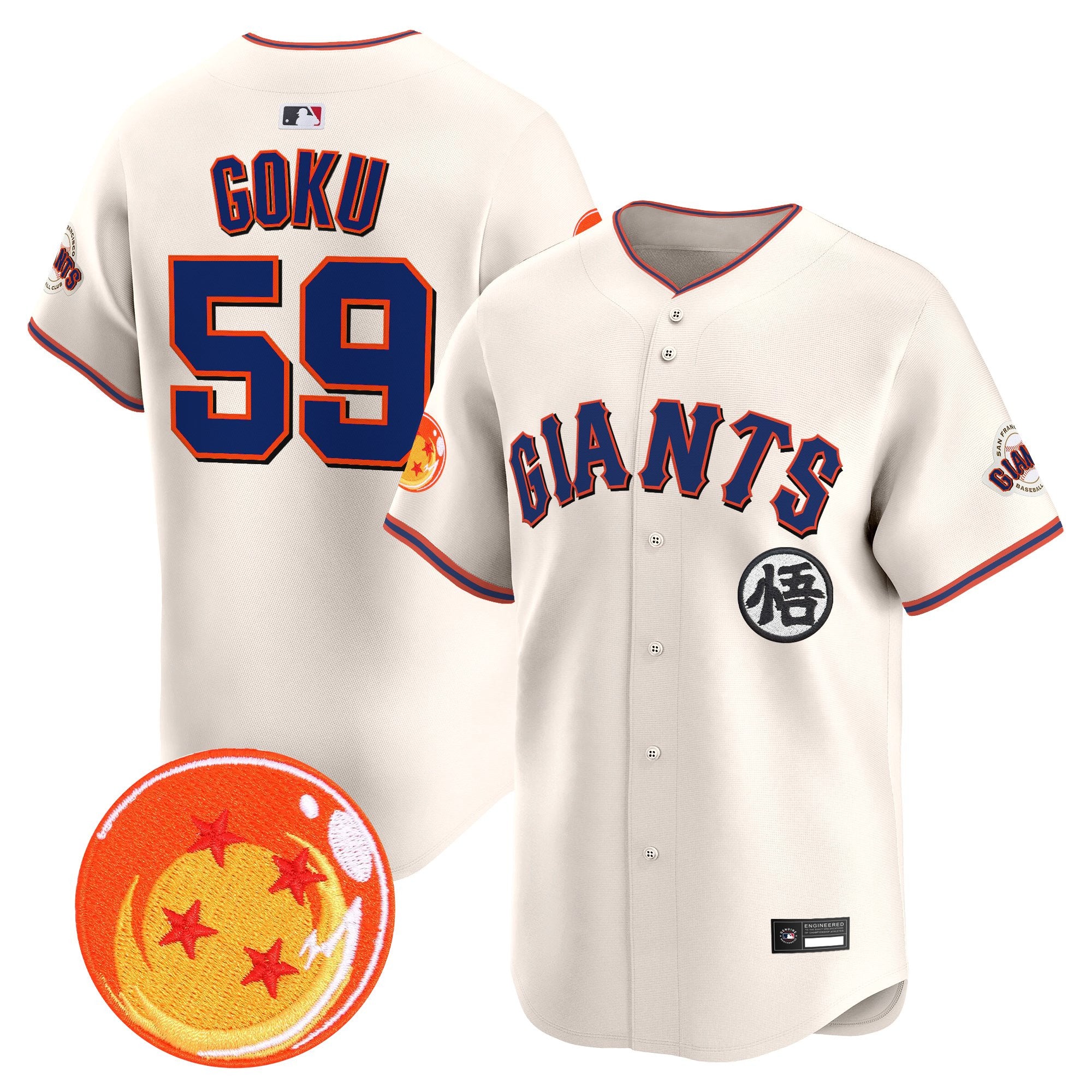 Men's San Francisco Giants x Dragon Ball Vapor Premier Limited Jersey - All Stitched
