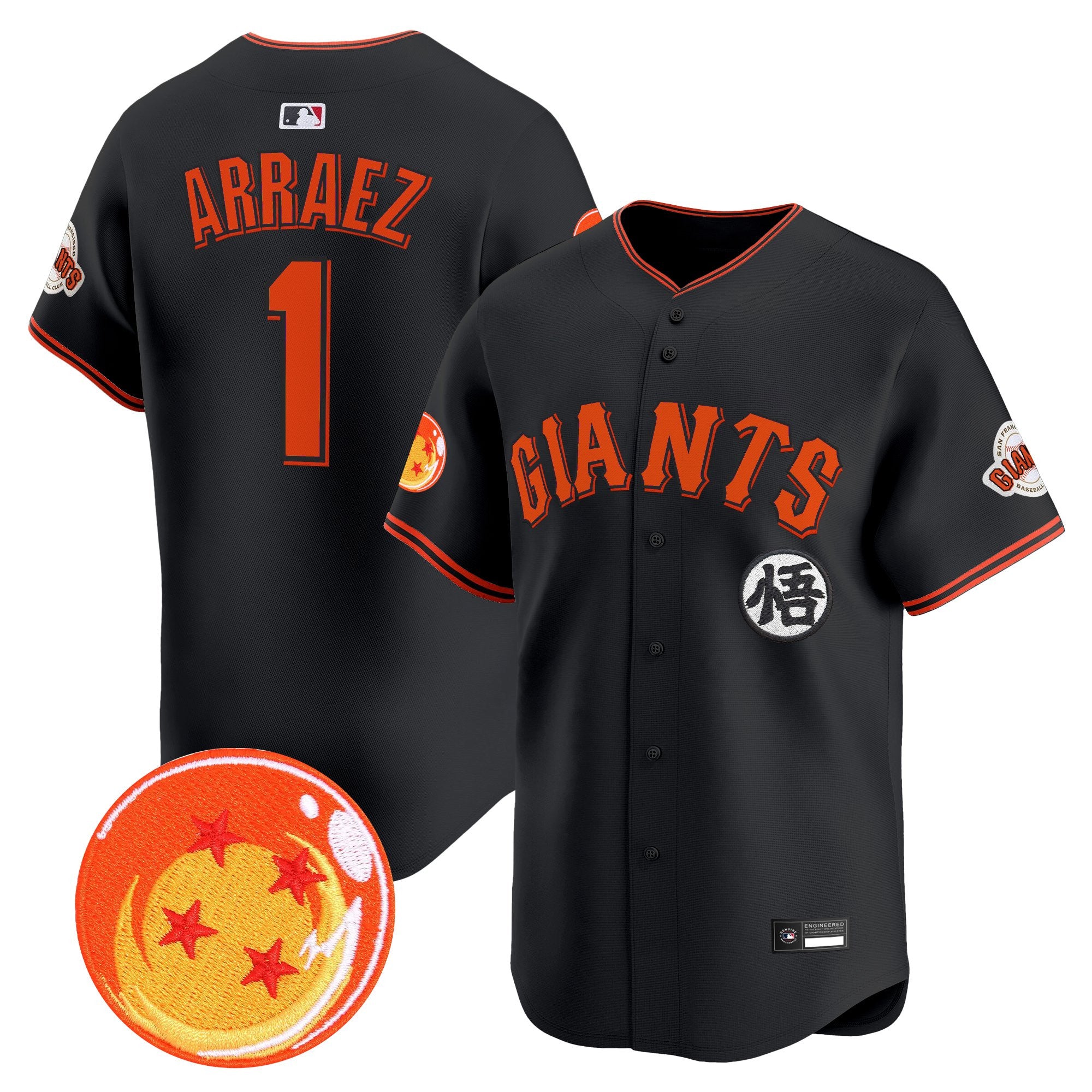 Men's San Francisco Giants x Dragon Ball Vapor Premier Limited Jersey - All Stitched
