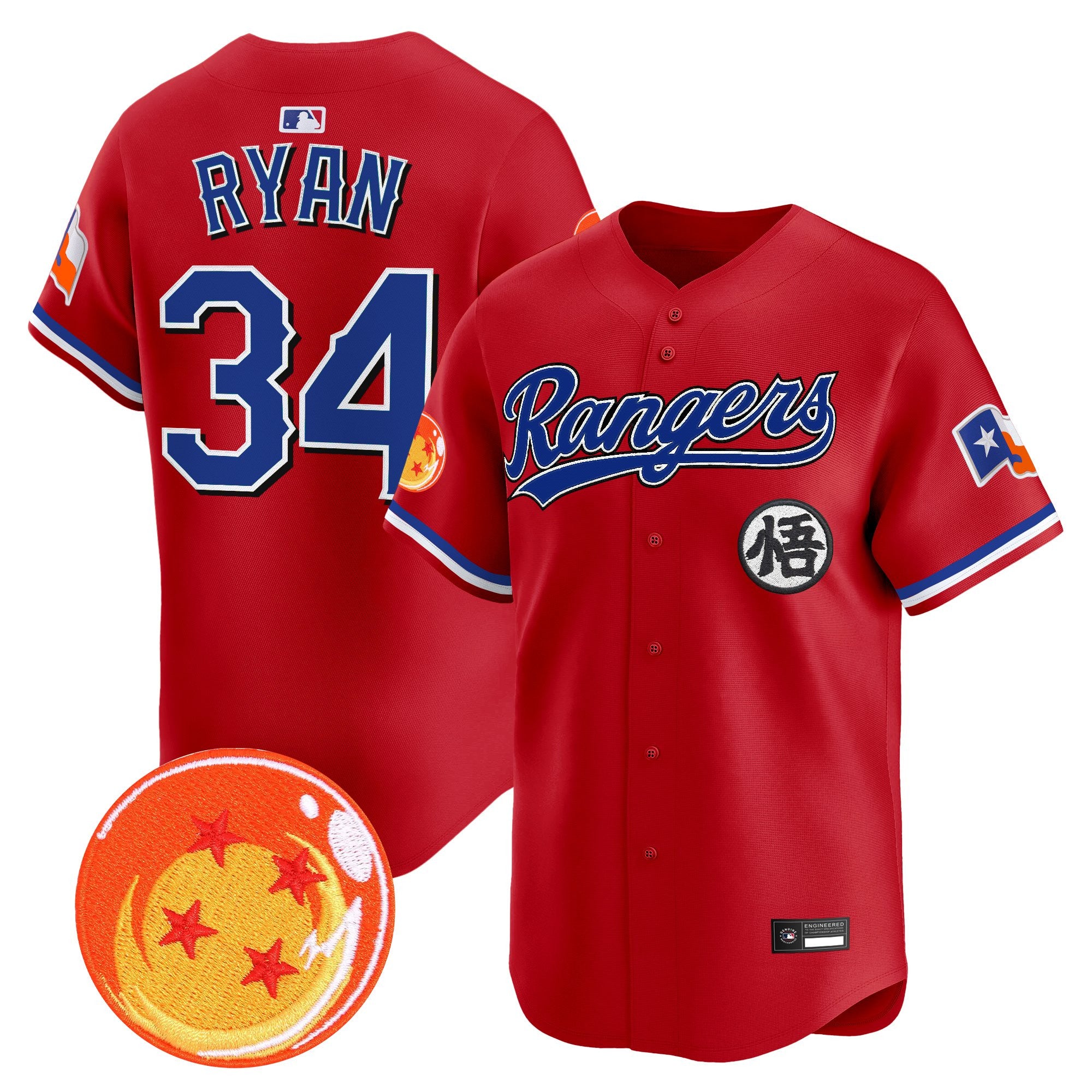 Men's Texas Rangers x Dragon Ball Vapor Premier Limited Jersey - All Stitched
