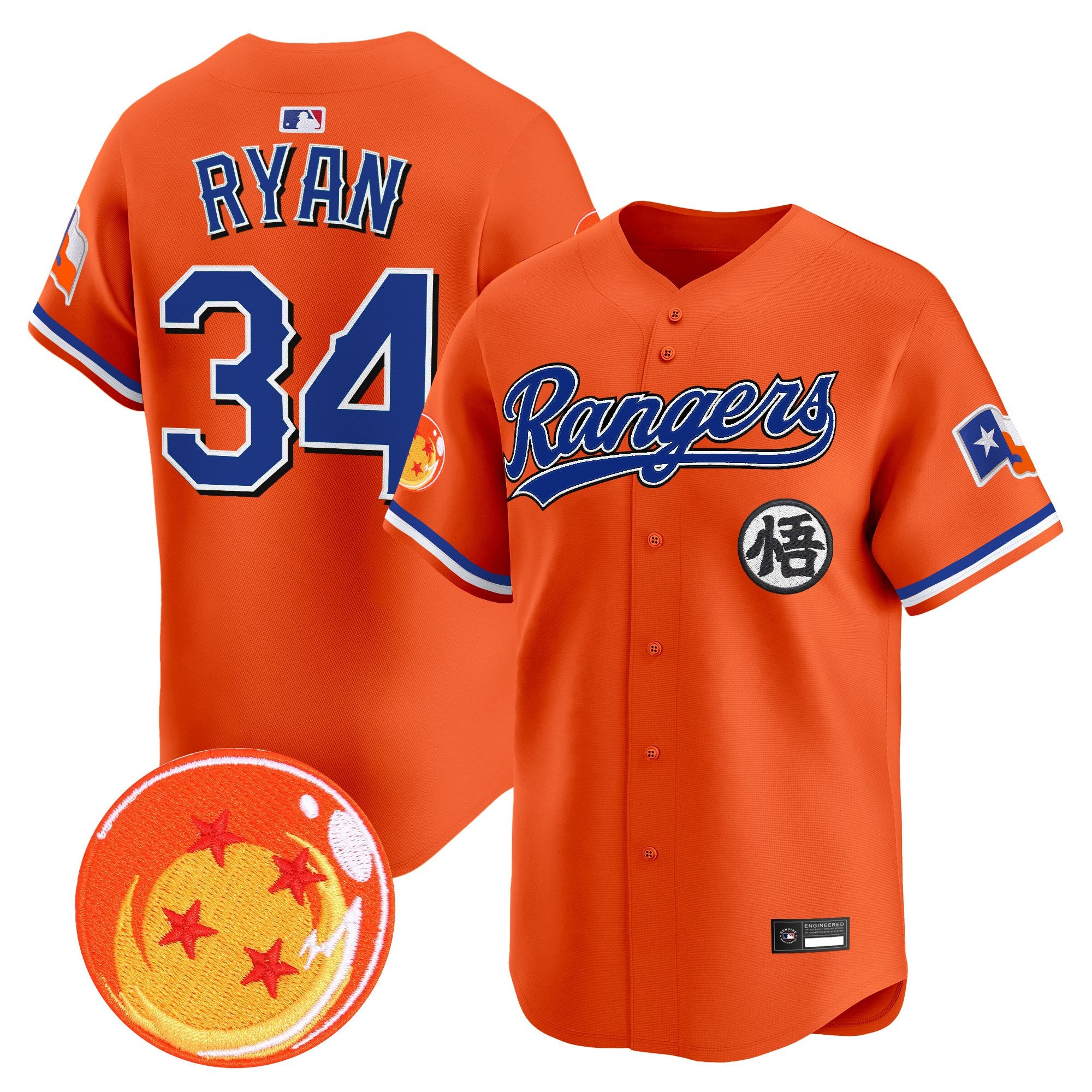 Men's Texas Rangers x Dragon Ball Vapor Premier Limited Jersey - All Stitched