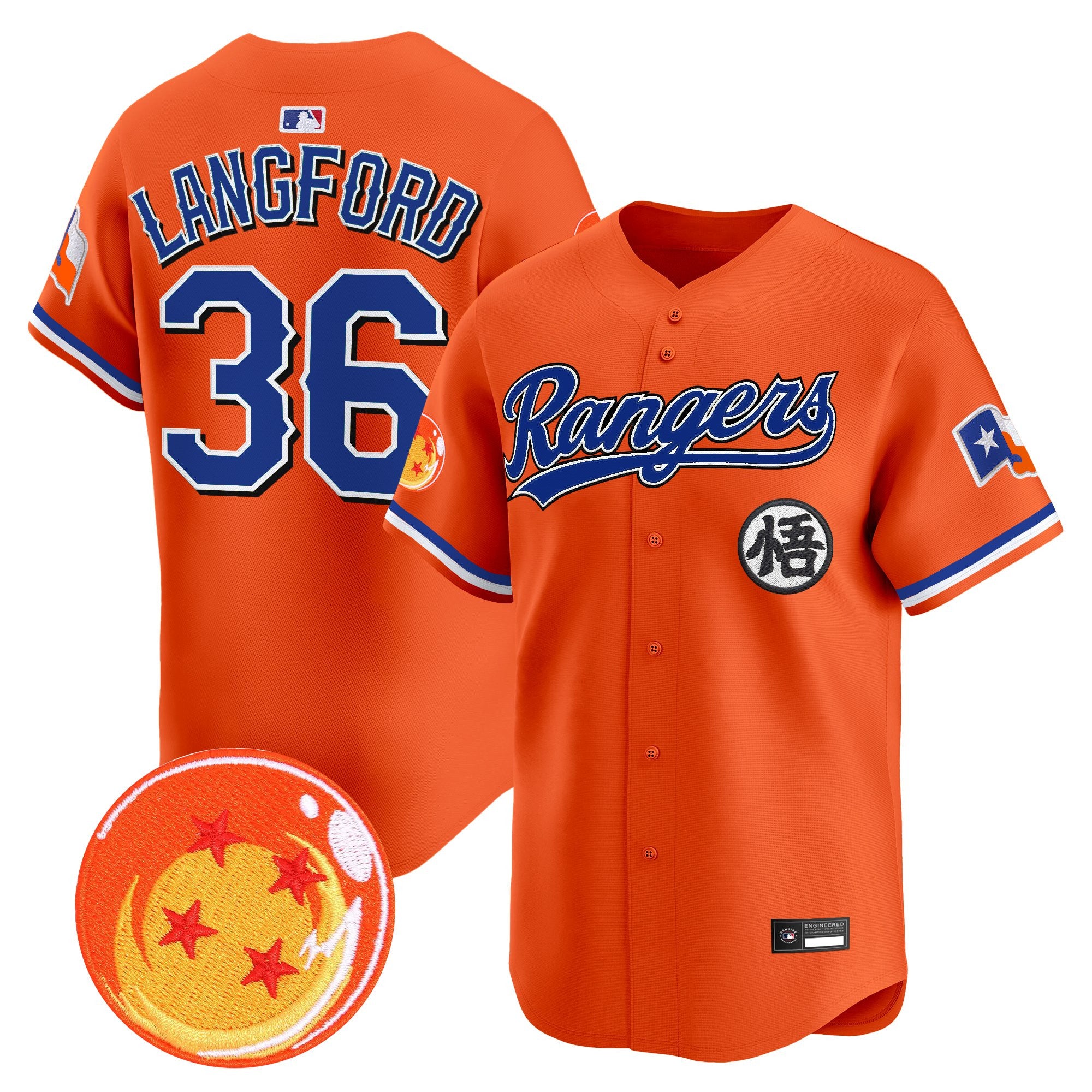 Men's Texas Rangers x Dragon Ball Vapor Premier Limited Jersey - All Stitched