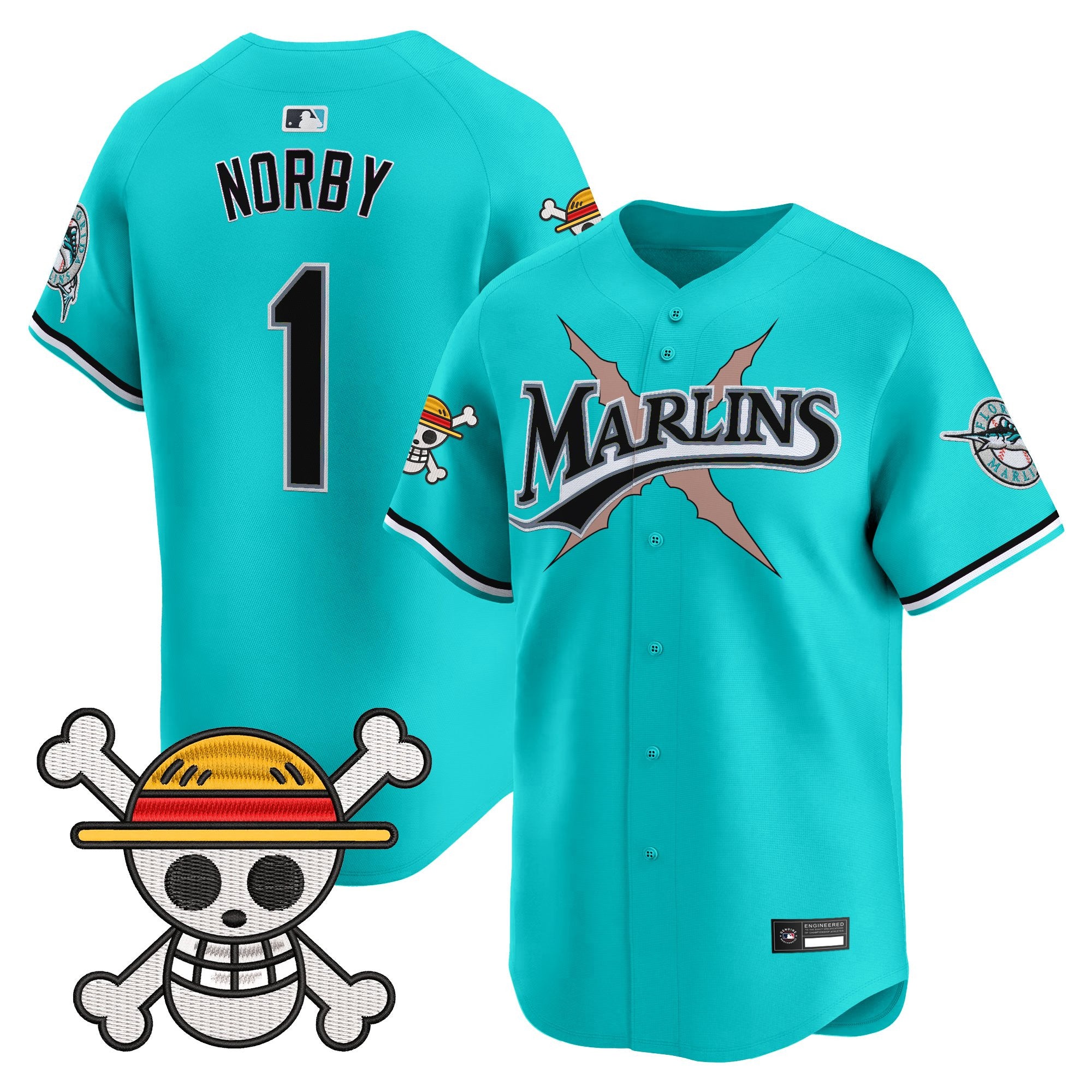 Men's Miami Marlins x One Piece Vapor Premier Limited Jersey - Stitched