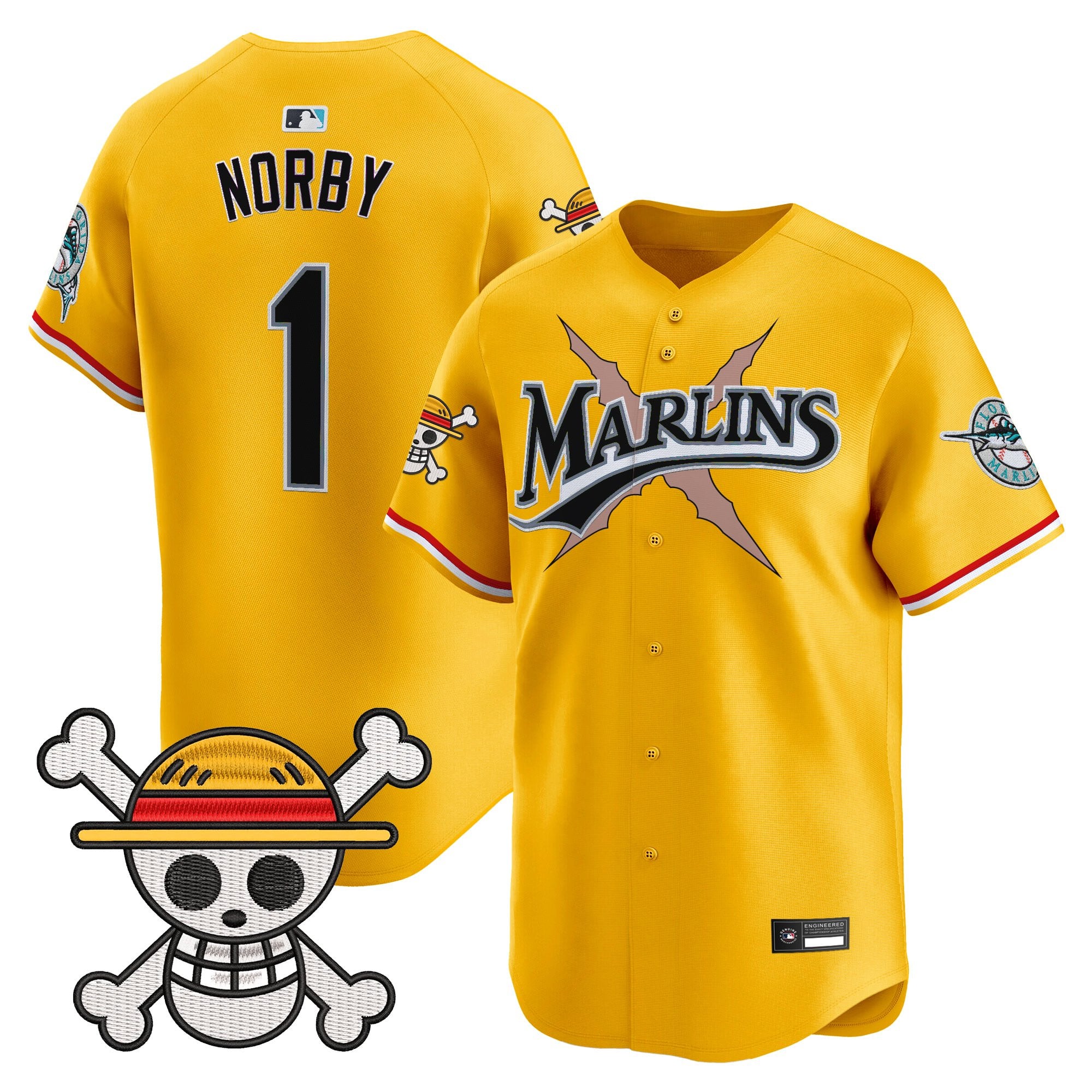 Men's Miami Marlins x One Piece Vapor Premier Limited Jersey - Stitched