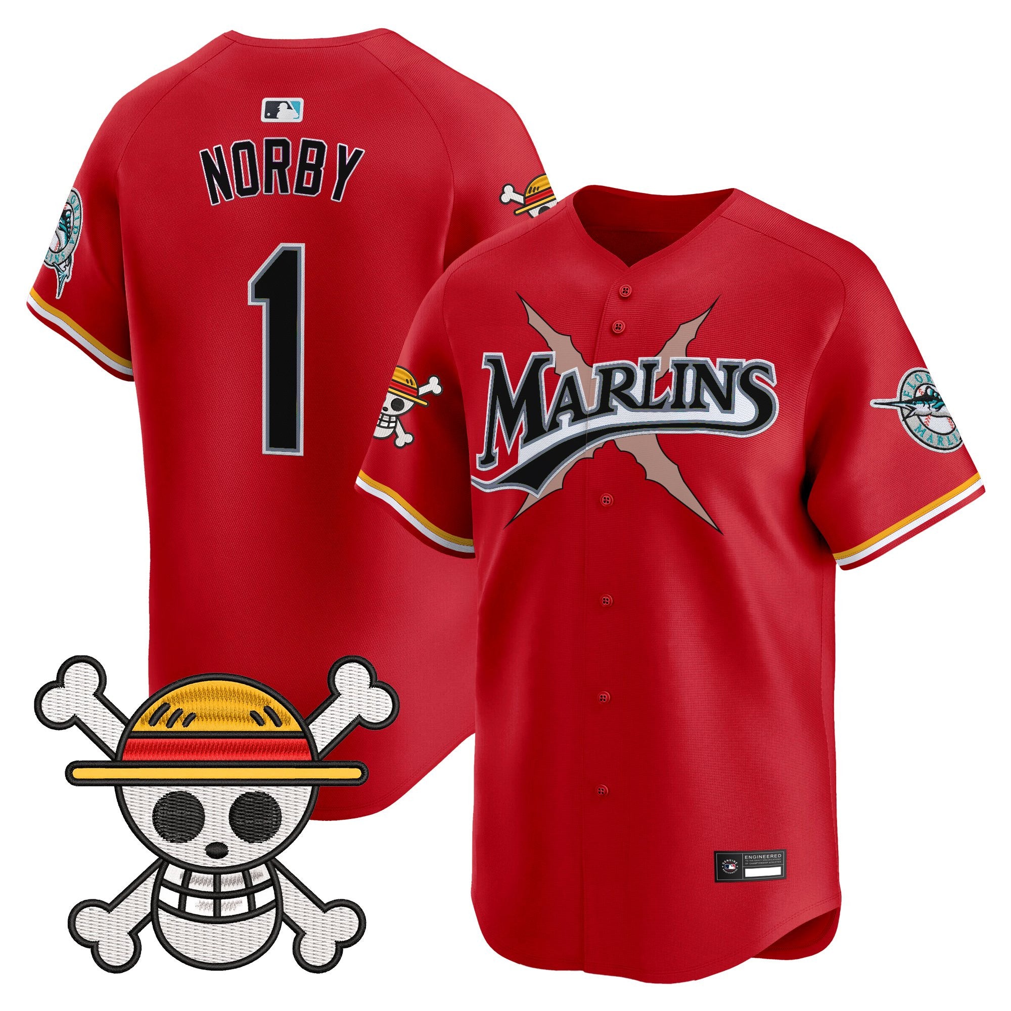Men's Miami Marlins x One Piece Vapor Premier Limited Jersey - Stitched