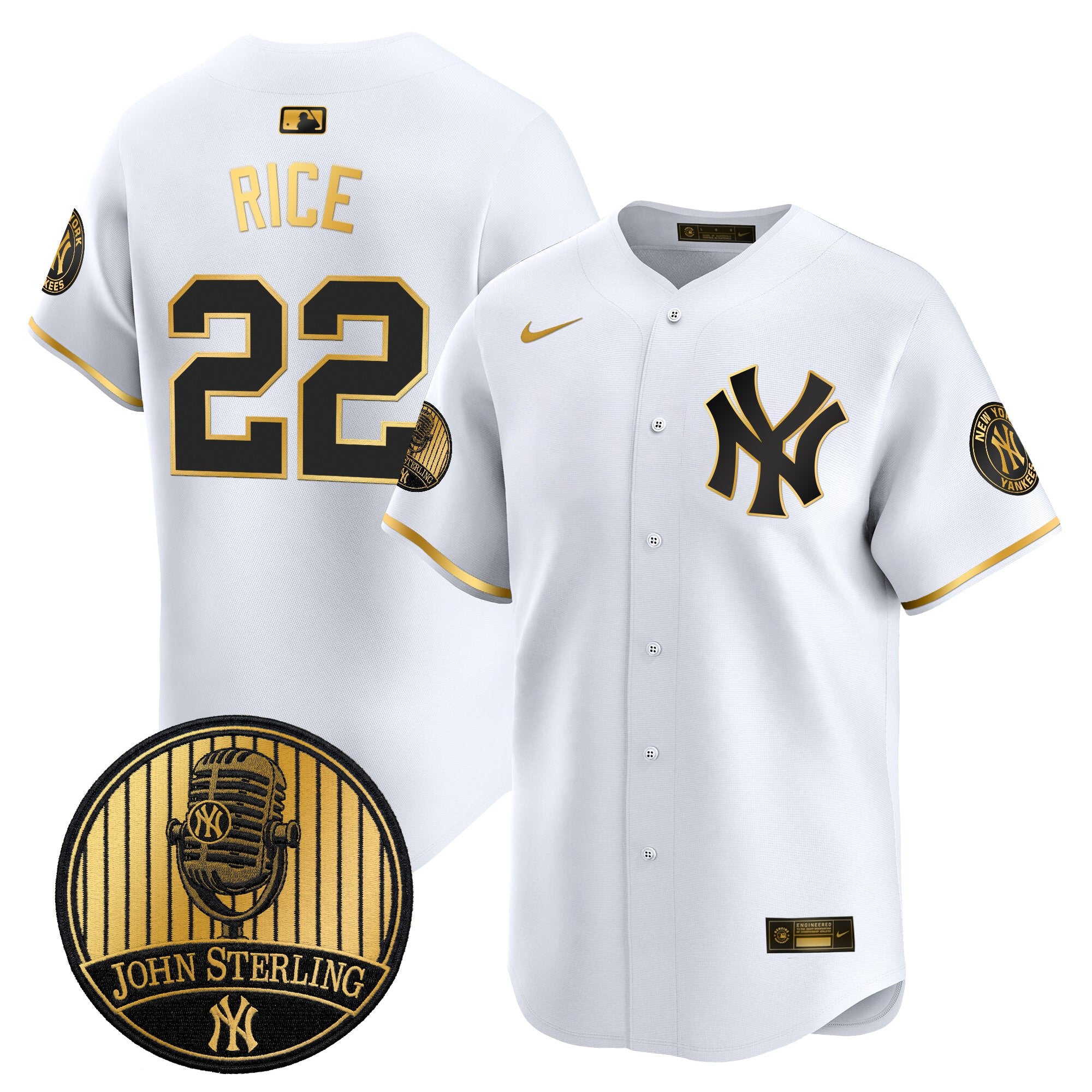Men's Yankees John Sterling "The Voice of the Yankees" Tribute Patch Vapor Premier Limited Jersey V2 - All Stitched