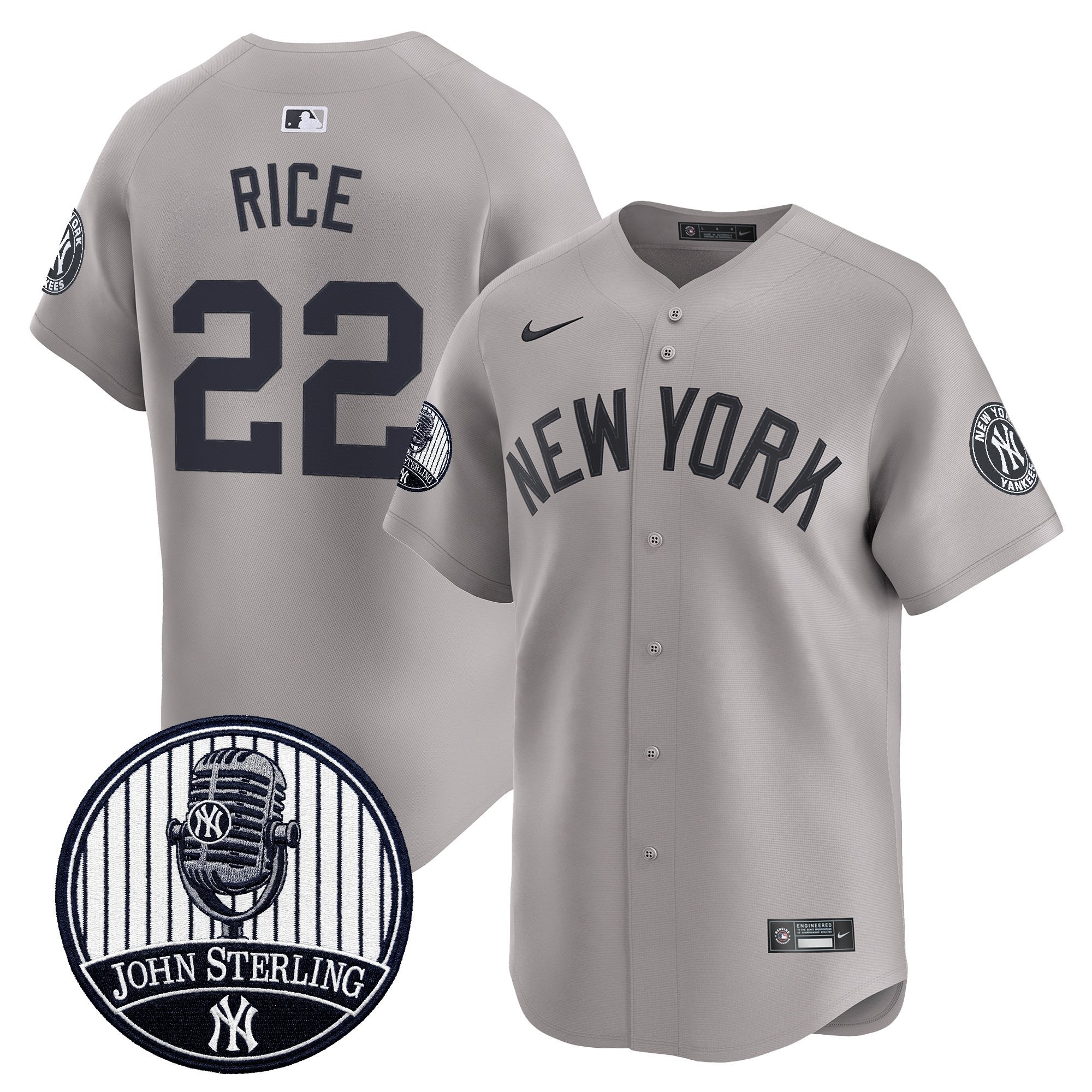 Men's Yankees John Sterling "The Voice of the Yankees" Tribute Patch Vapor Premier Limited Jersey V2 - All Stitched