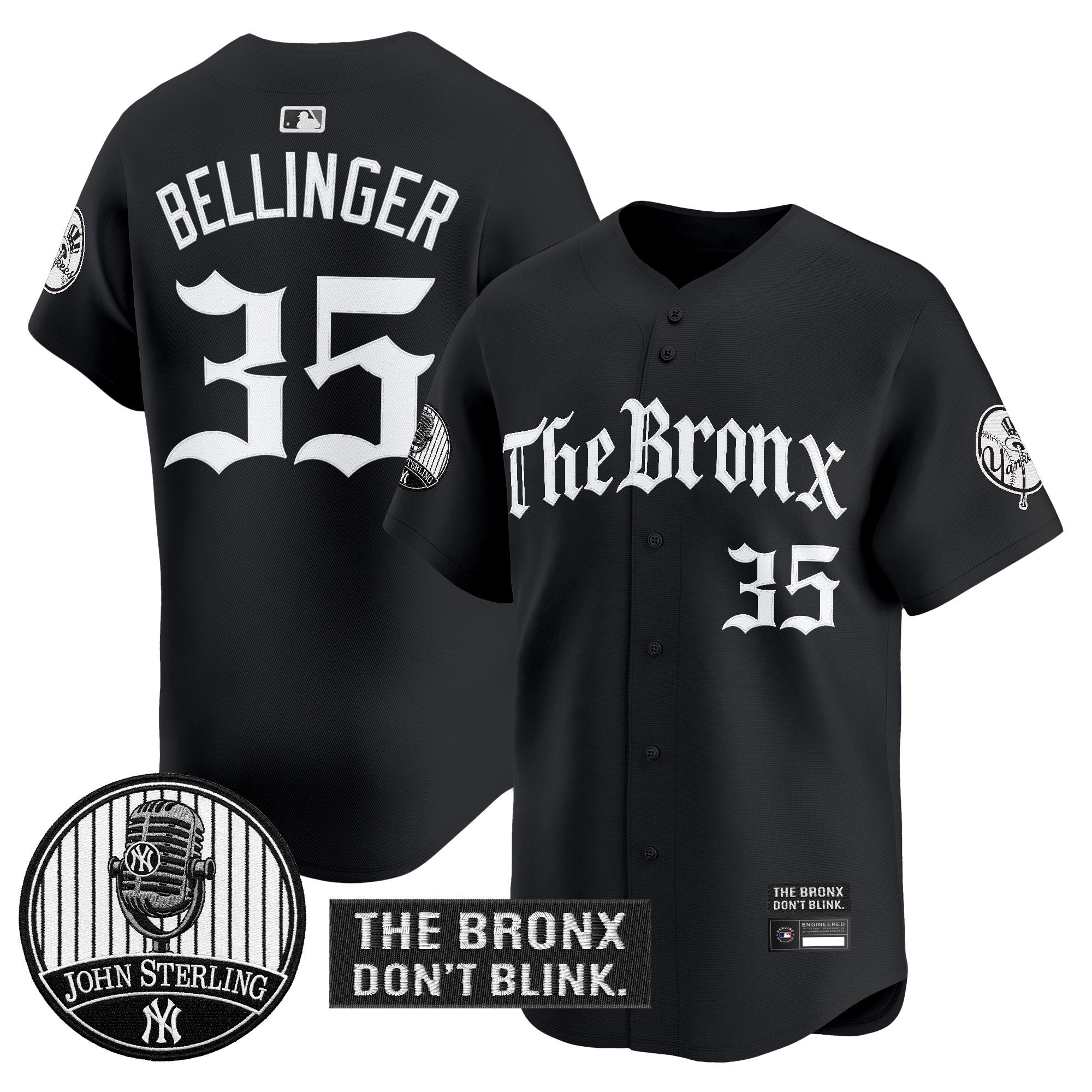 Men's Yankees "The Bronx Gothic" Vapor Premier Limited Jersey - John Sterling Patch - All Stitched