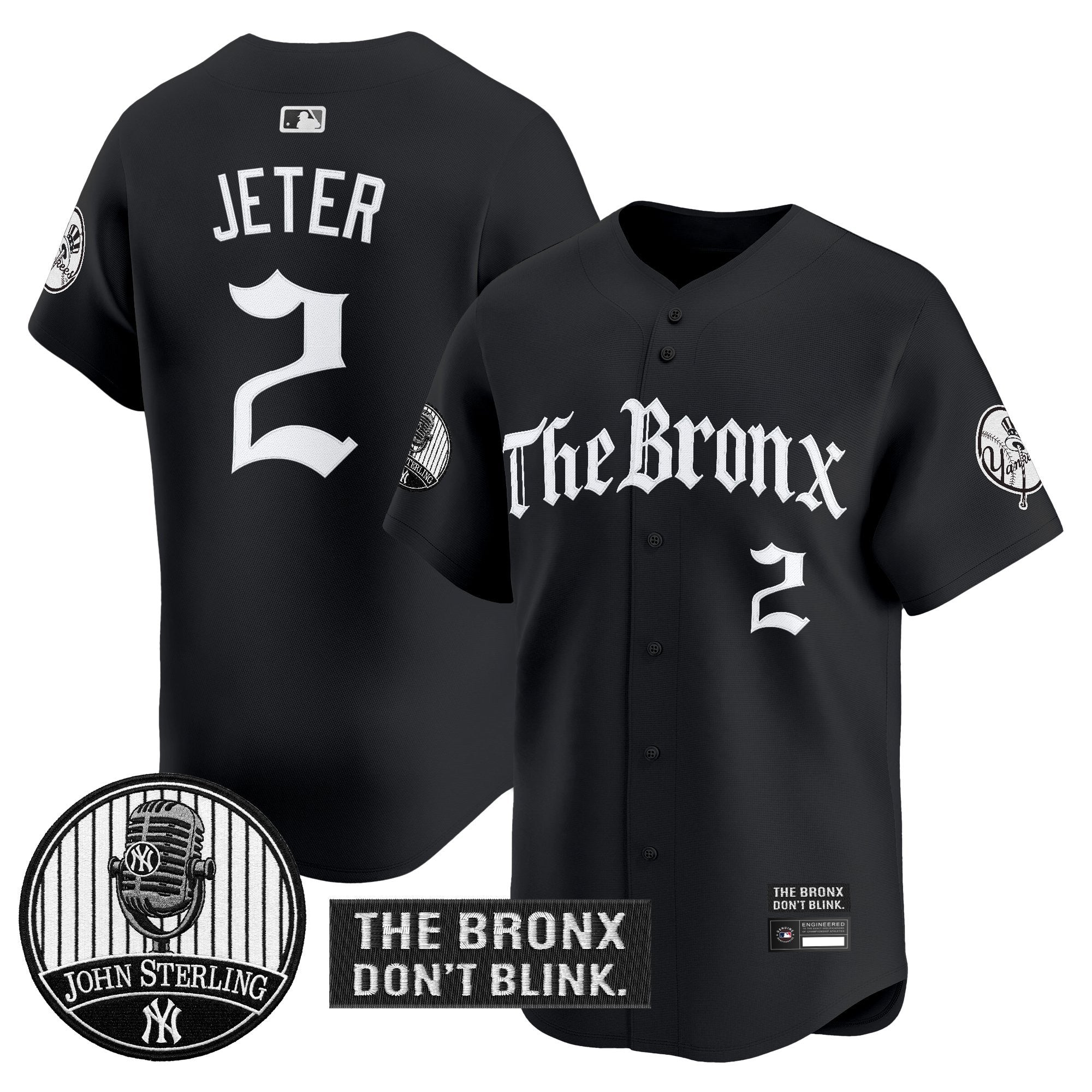 Men's Yankees "The Bronx Gothic" Vapor Premier Limited Jersey - John Sterling Patch - All Stitched