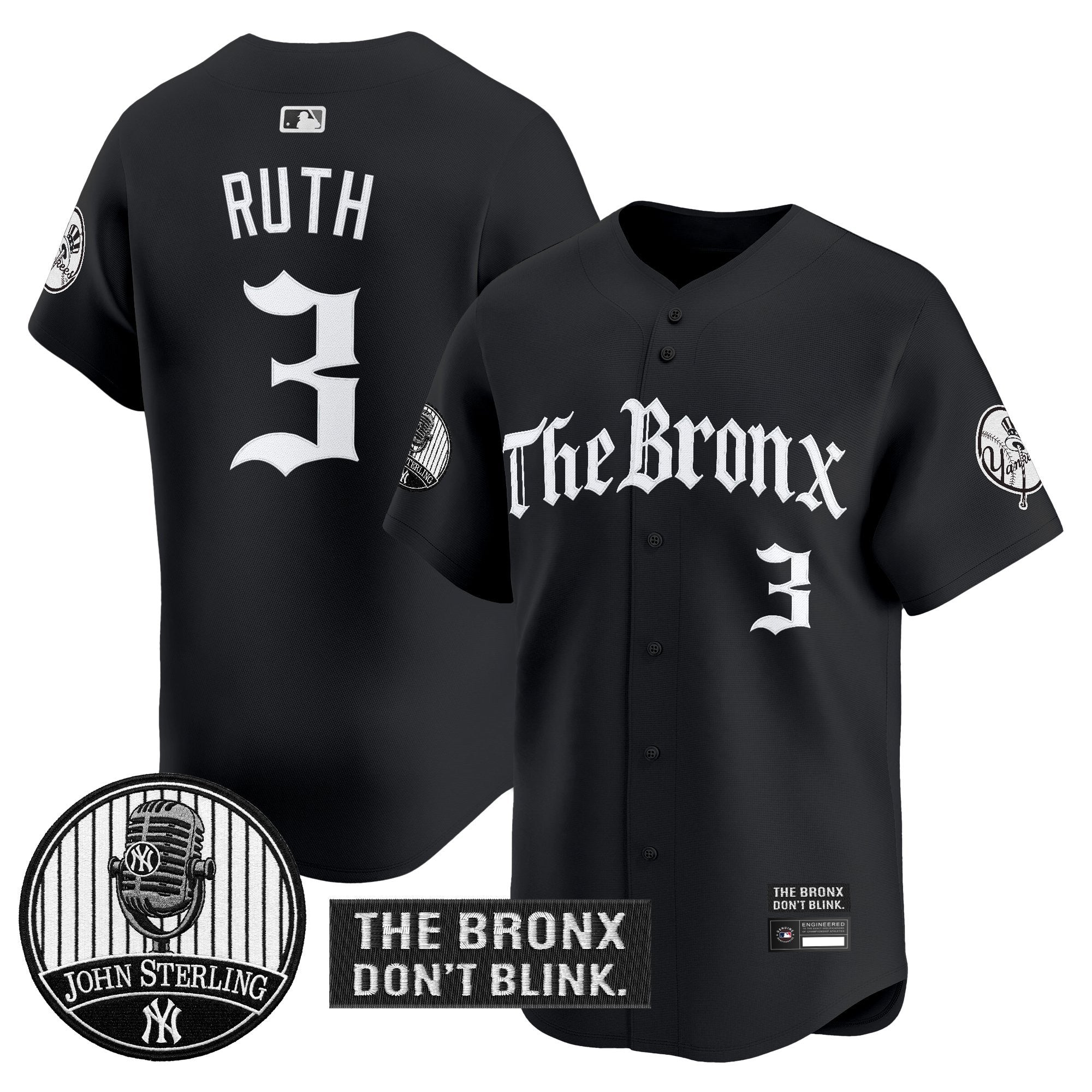 Men's Yankees "The Bronx Gothic" Vapor Premier Limited Jersey - John Sterling Patch - All Stitched