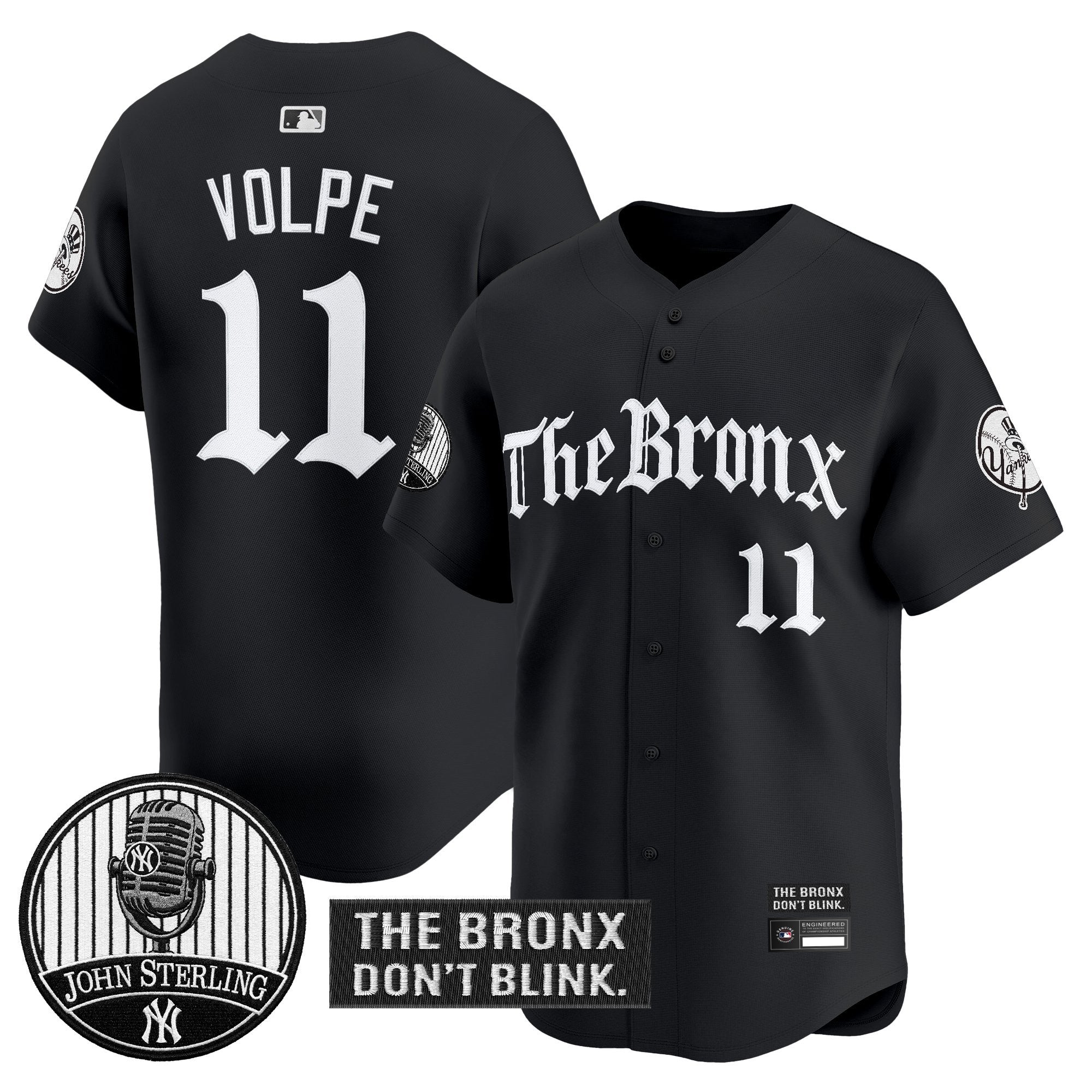 Men's Yankees "The Bronx Gothic" Vapor Premier Limited Jersey - John Sterling Patch - All Stitched