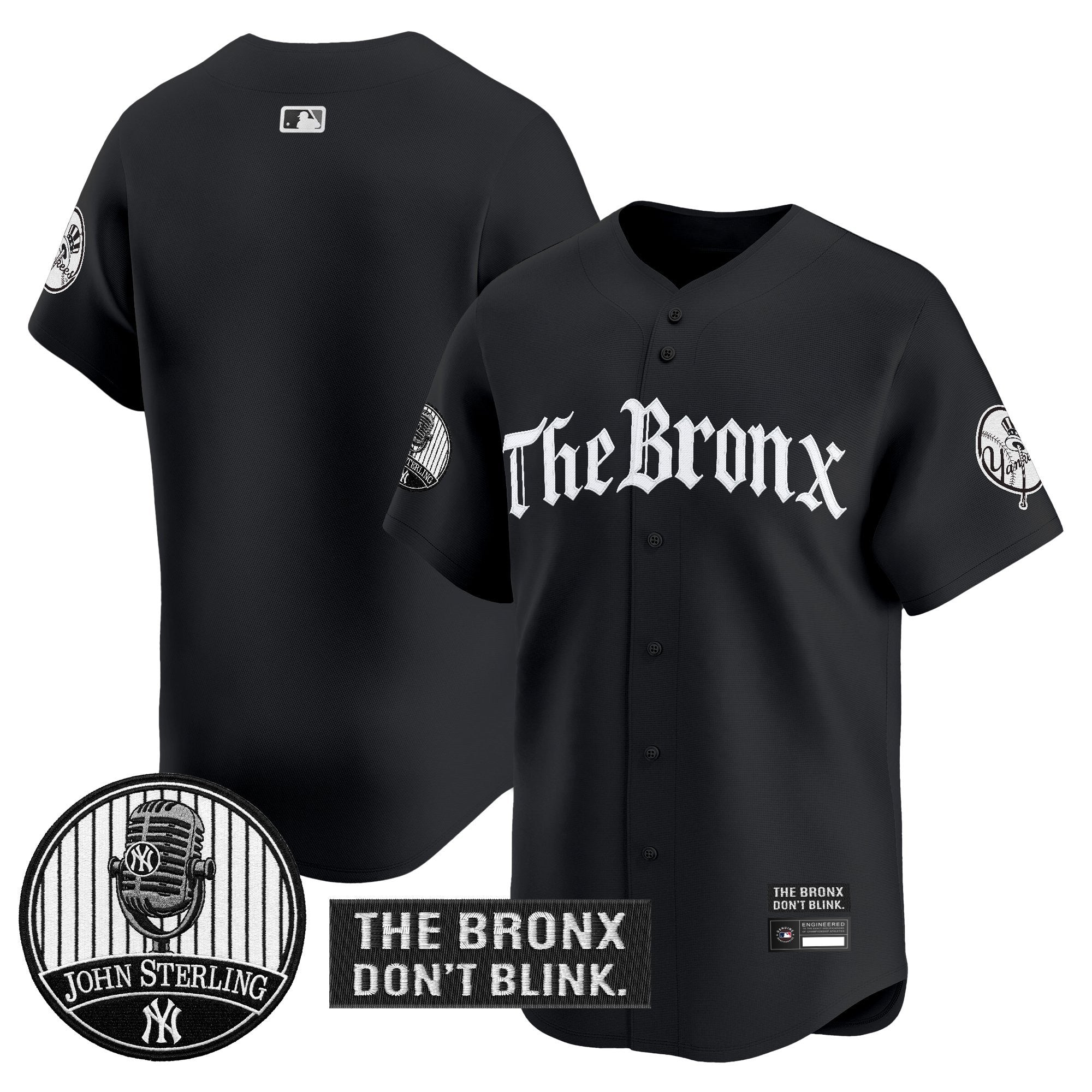 Men's Yankees "The Bronx Gothic" Vapor Premier Limited Jersey - John Sterling Patch - All Stitched