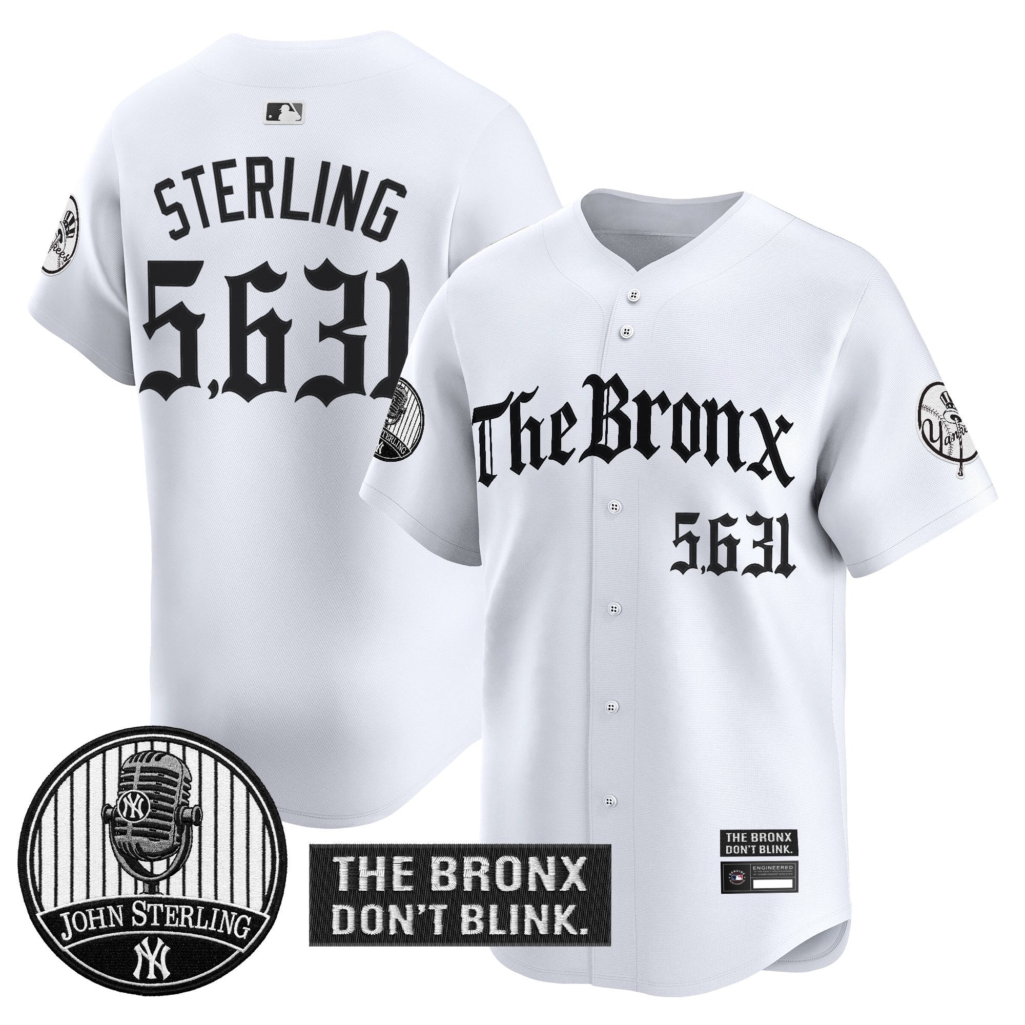 Men's Yankees "The Bronx Gothic" Vapor Premier Limited Jersey - John Sterling Patch - All Stitched