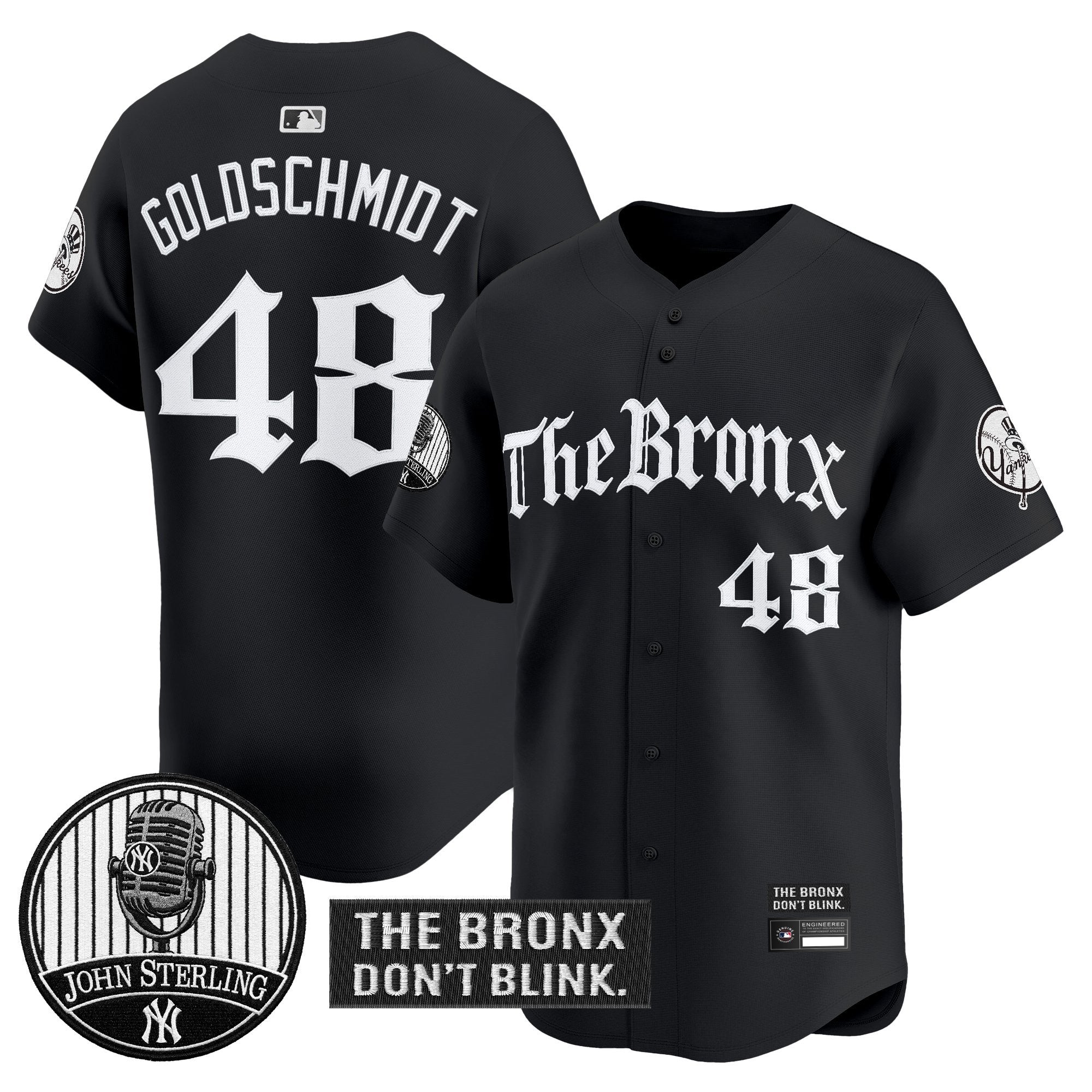 Men's Yankees "The Bronx Gothic" Vapor Premier Limited Jersey - John Sterling Patch - All Stitched