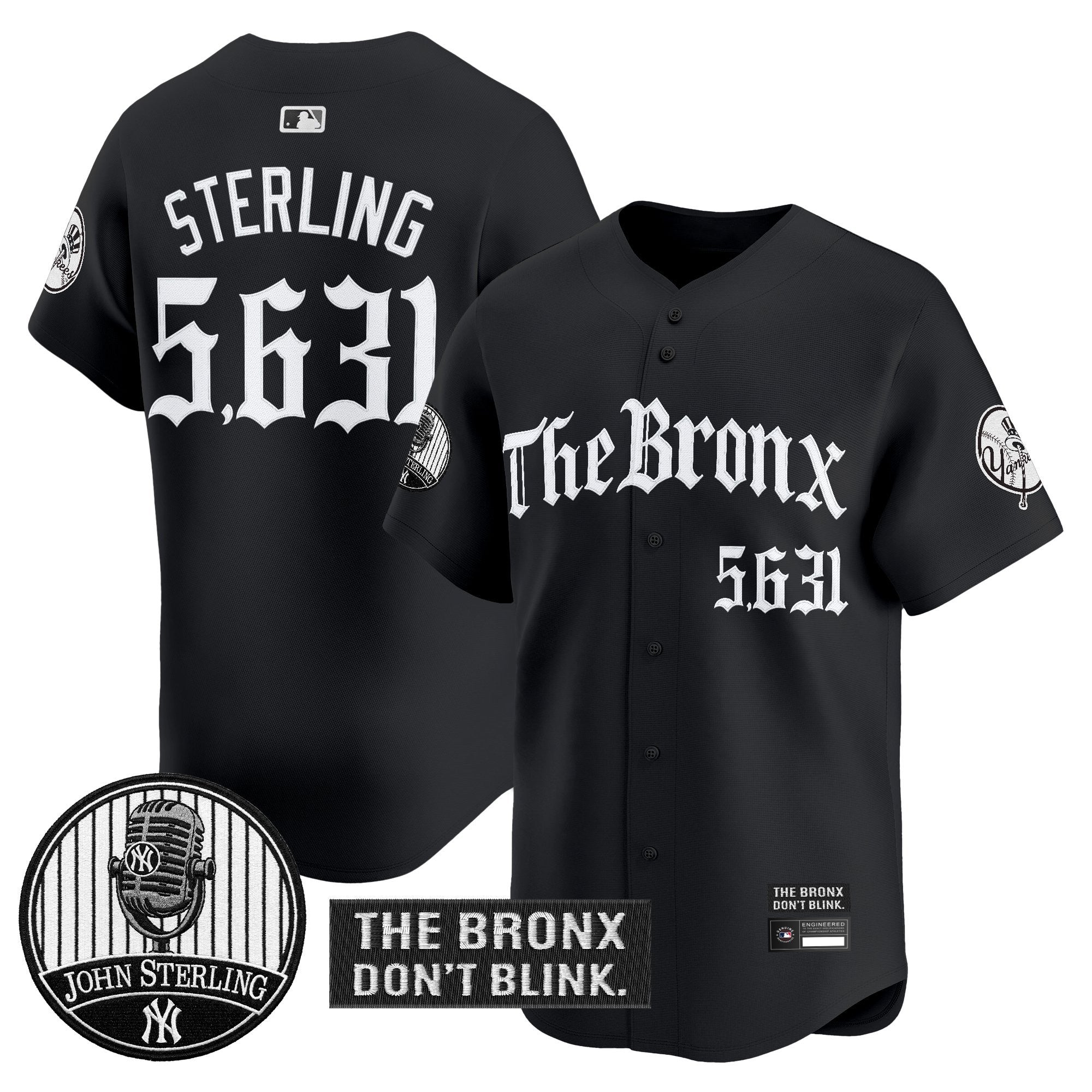 Men's Yankees "The Bronx Gothic" Vapor Premier Limited Jersey - John Sterling Patch - All Stitched