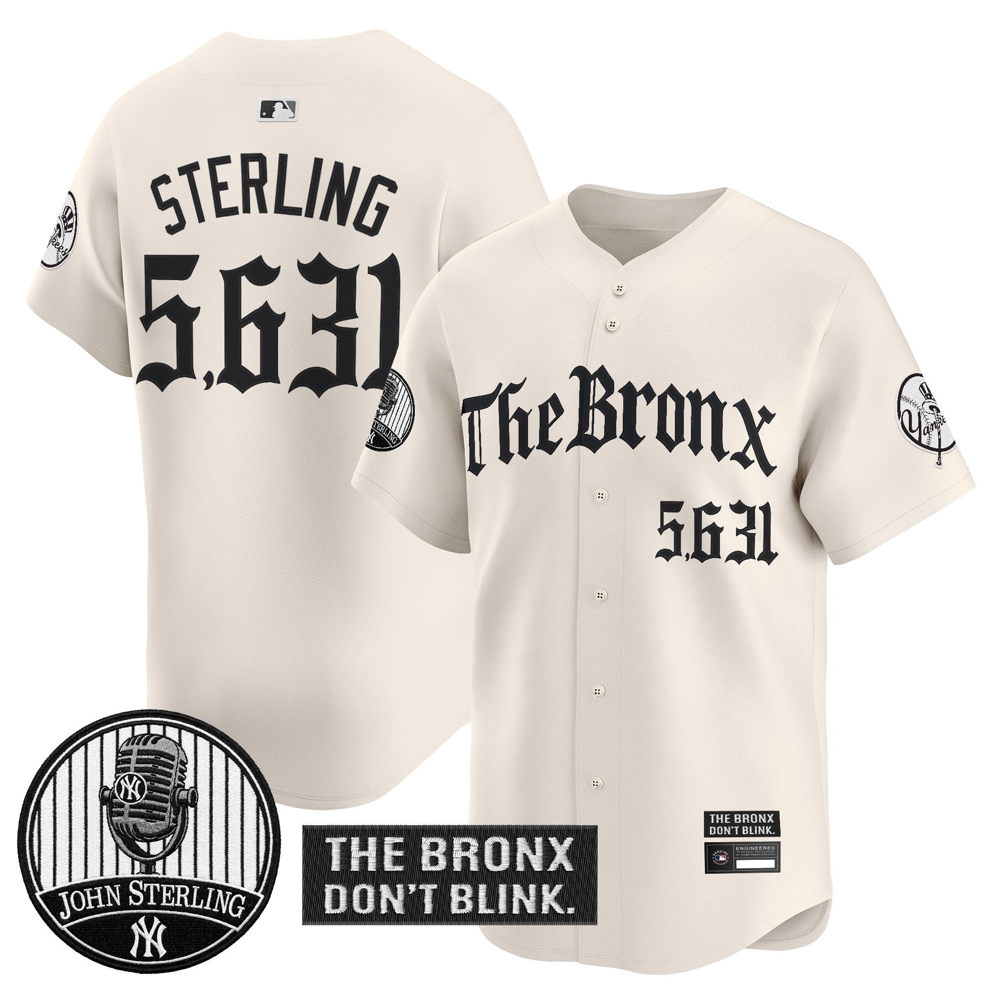 Men's Yankees "The Bronx Gothic" Vapor Premier Limited Jersey - John Sterling Patch - All Stitched