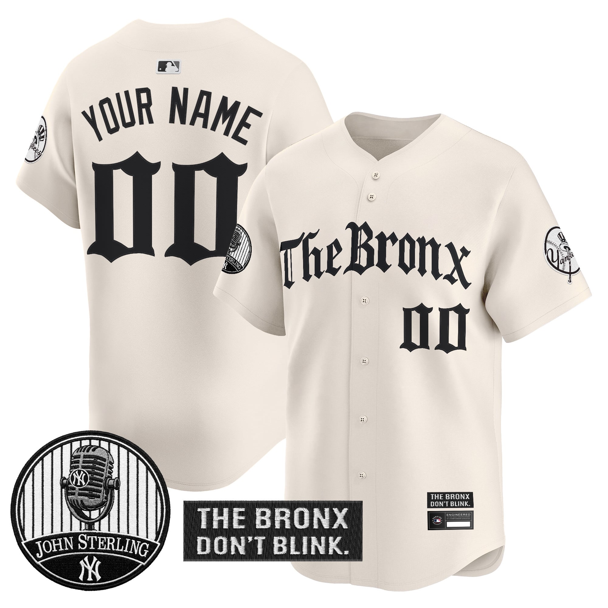Yankees "The Bronx Gothic" Vapor Premier Limited Custom Jersey - John Sterling Patch - All Stitched