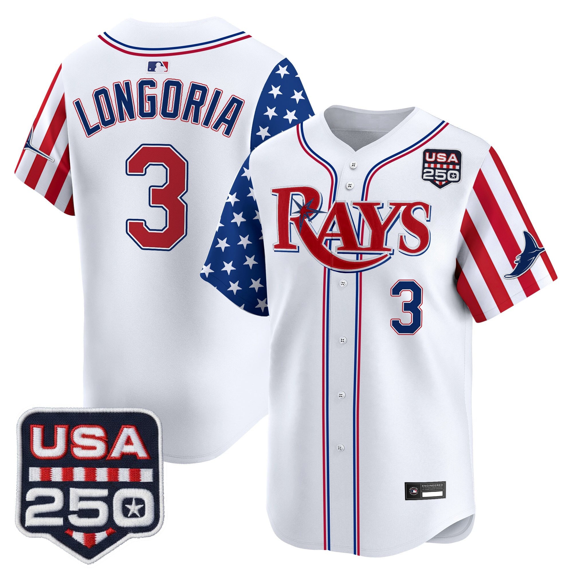 Men's Tampa Bay Rays "America 250 Edition" Vapor Premier Limited Jersey - All Stitched