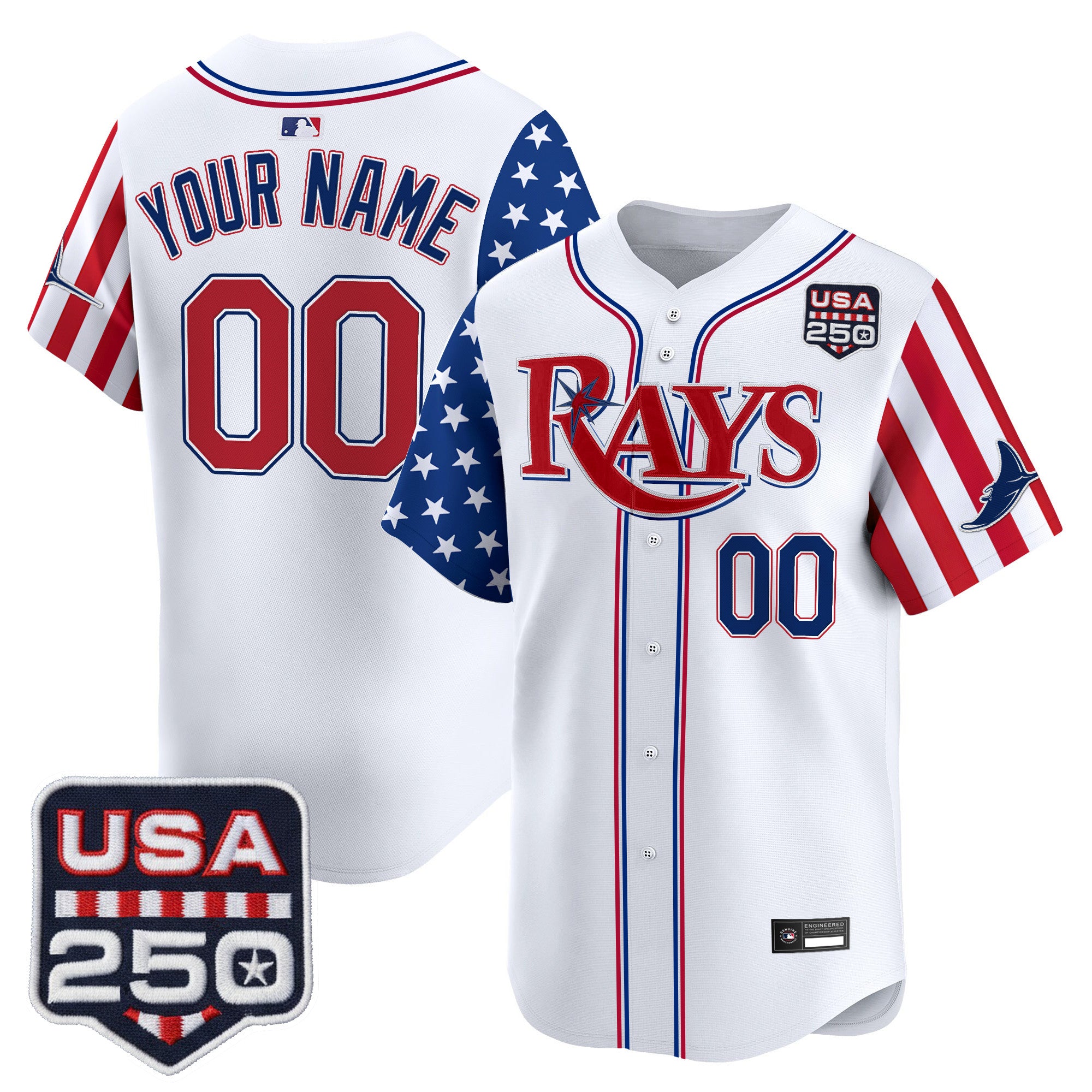 Tampa Bay Rays "America 250 Edition" Vapor Premier Limited Custom Jersey - All Stitched