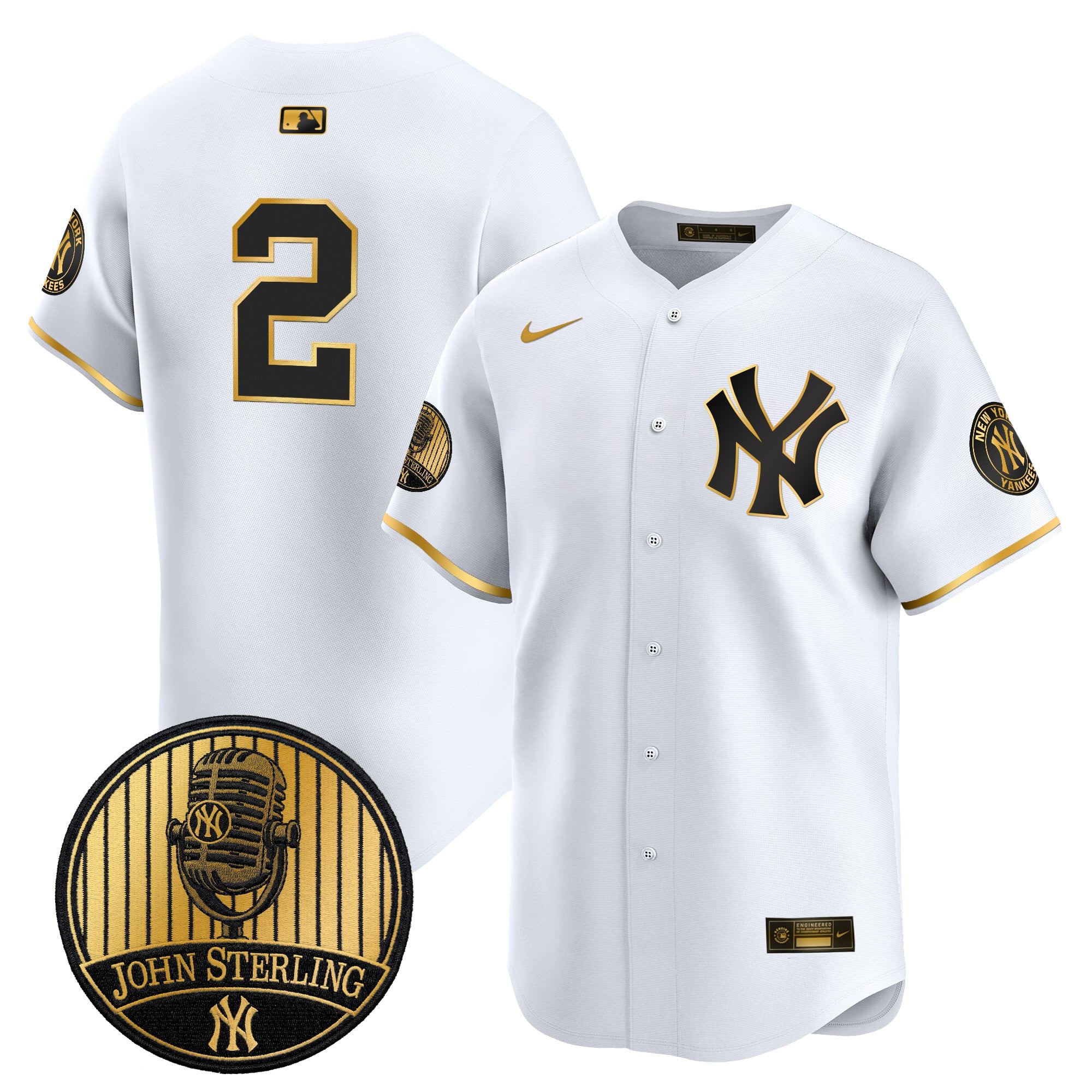 Men's Yankees John Sterling "The Voice of the Yankees" Tribute Patch Vapor Premier Limited Jersey V3 - All Stitched