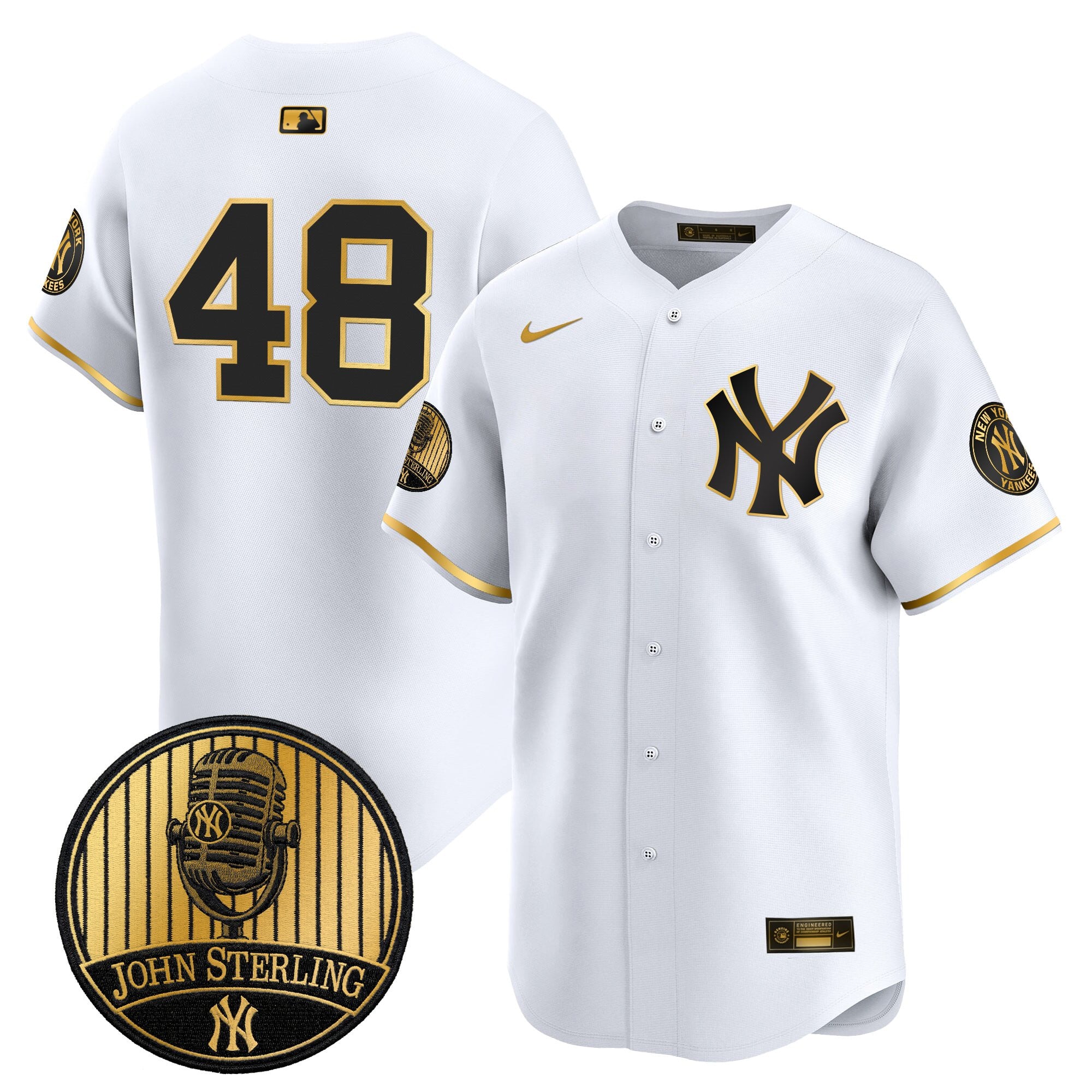 Men's Yankees John Sterling "The Voice of the Yankees" Tribute Patch Vapor Premier Limited Jersey V3 - All Stitched