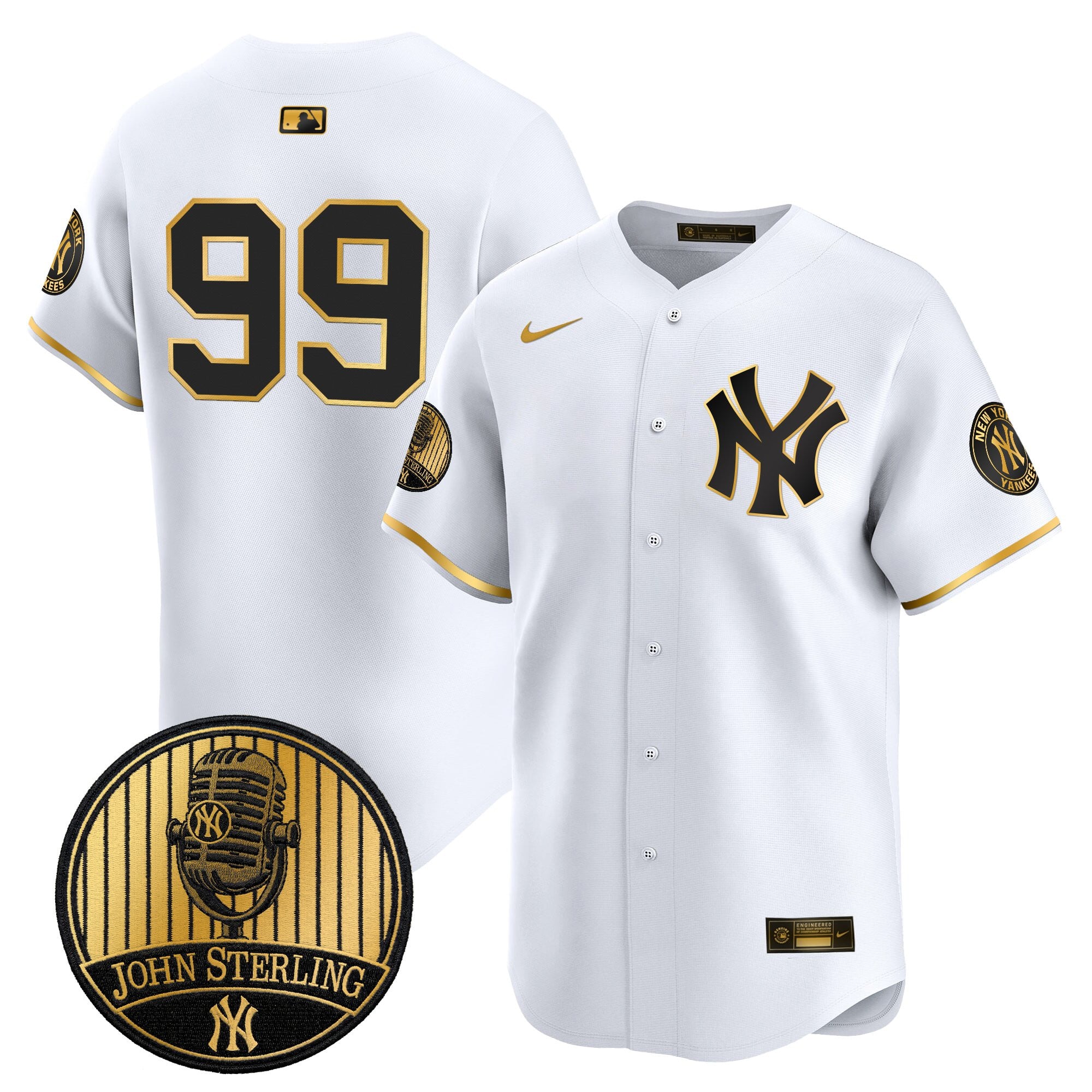 Men's Yankees John Sterling "The Voice of the Yankees" Tribute Patch Vapor Premier Limited Jersey V3 - All Stitched