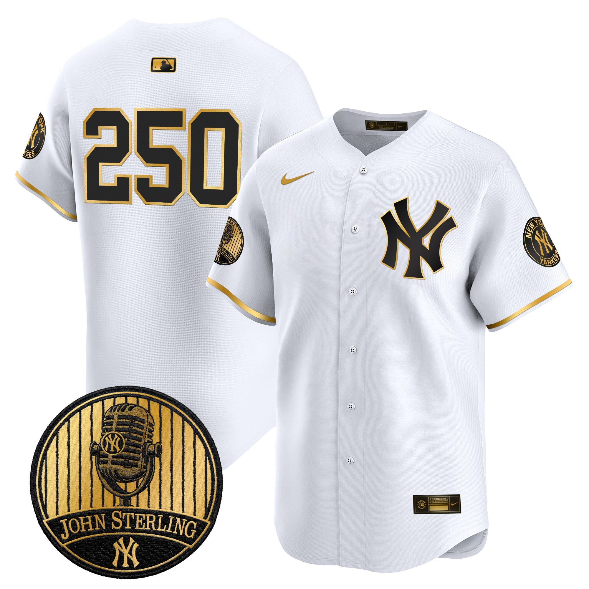 Men's Yankees John Sterling "The Voice of the Yankees" Tribute Patch Vapor Premier Limited Jersey V3 - All Stitched