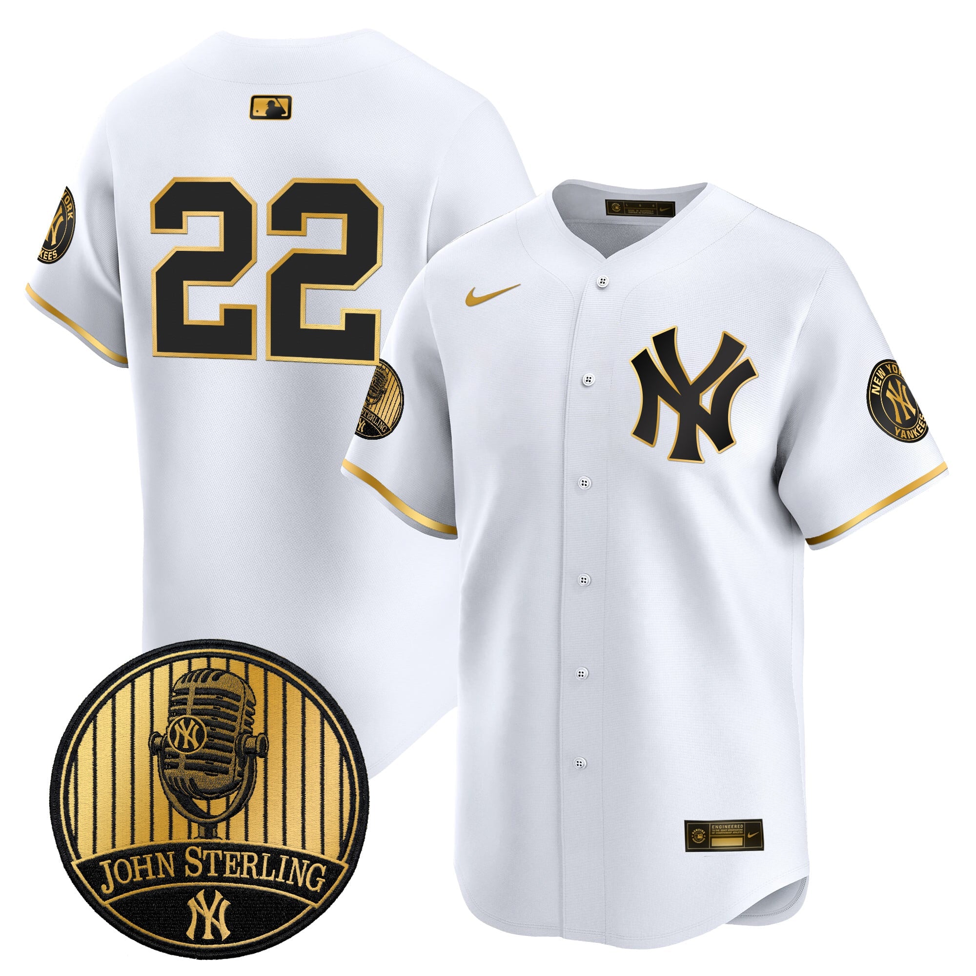 Men's Yankees John Sterling "The Voice of the Yankees" Tribute Patch Vapor Premier Limited Jersey V3 - All Stitched