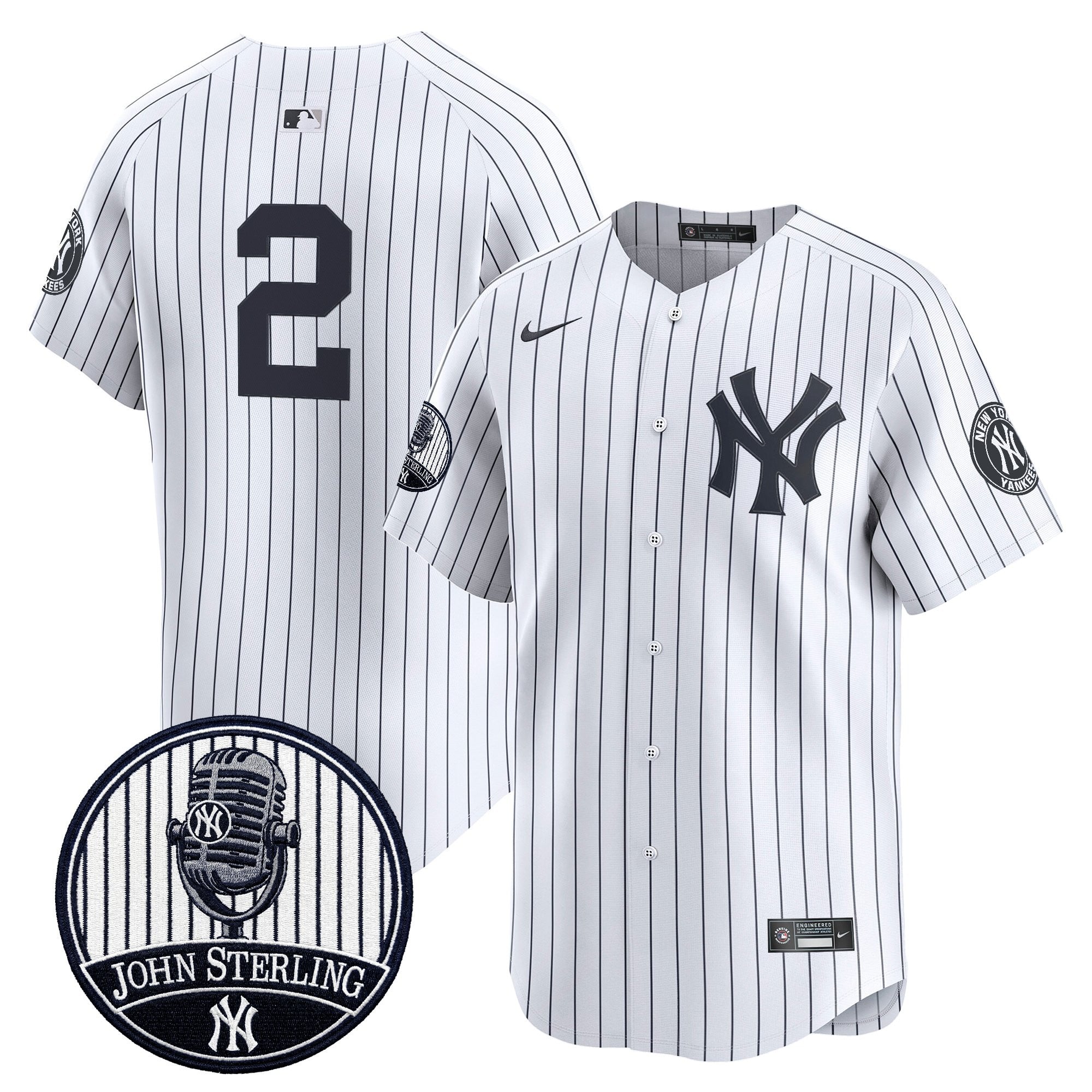 Men's Yankees John Sterling "The Voice of the Yankees" Tribute Patch Vapor Premier Limited Jersey V3 - All Stitched