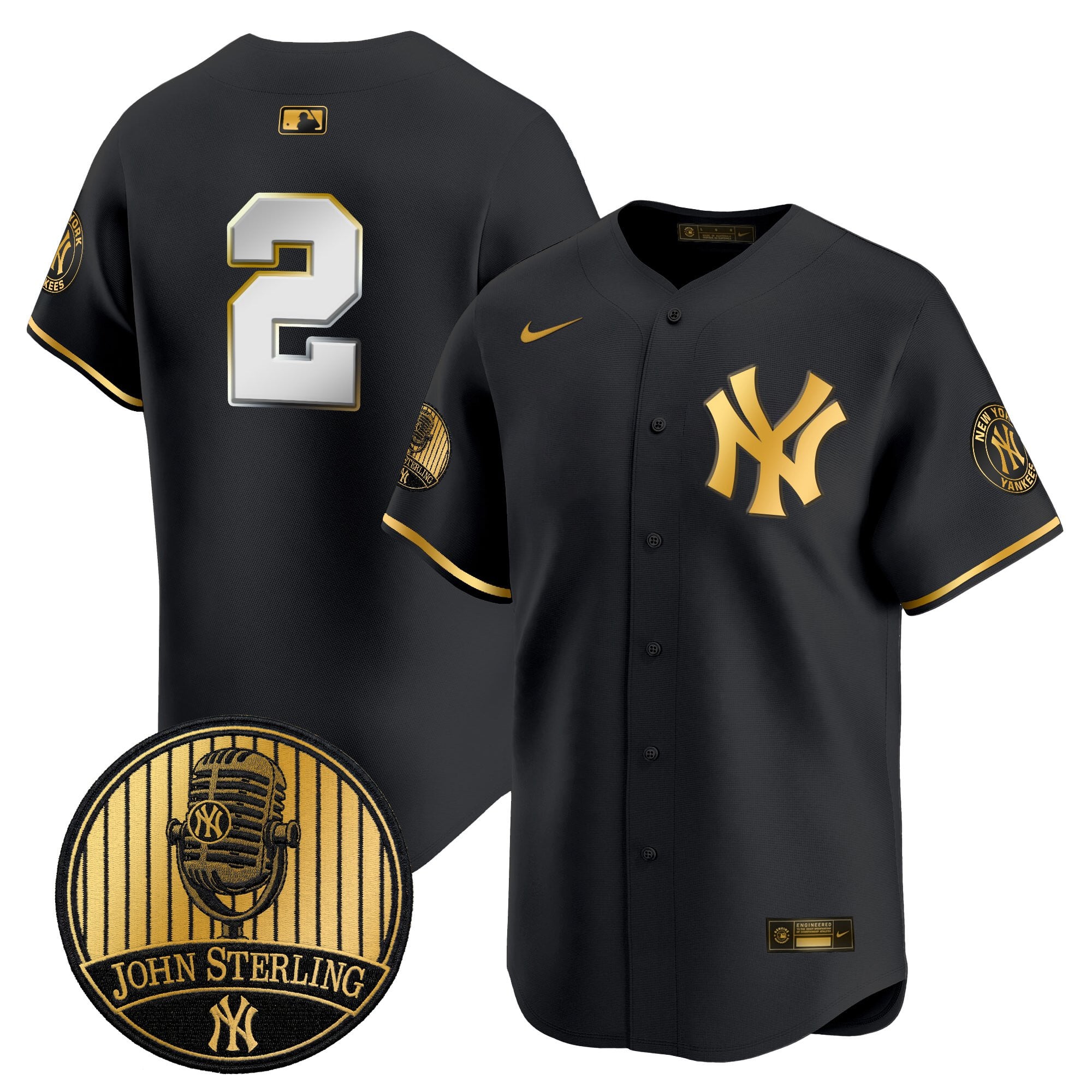 Men's Yankees John Sterling "The Voice of the Yankees" Tribute Patch Vapor Premier Limited Jersey V3 - All Stitched