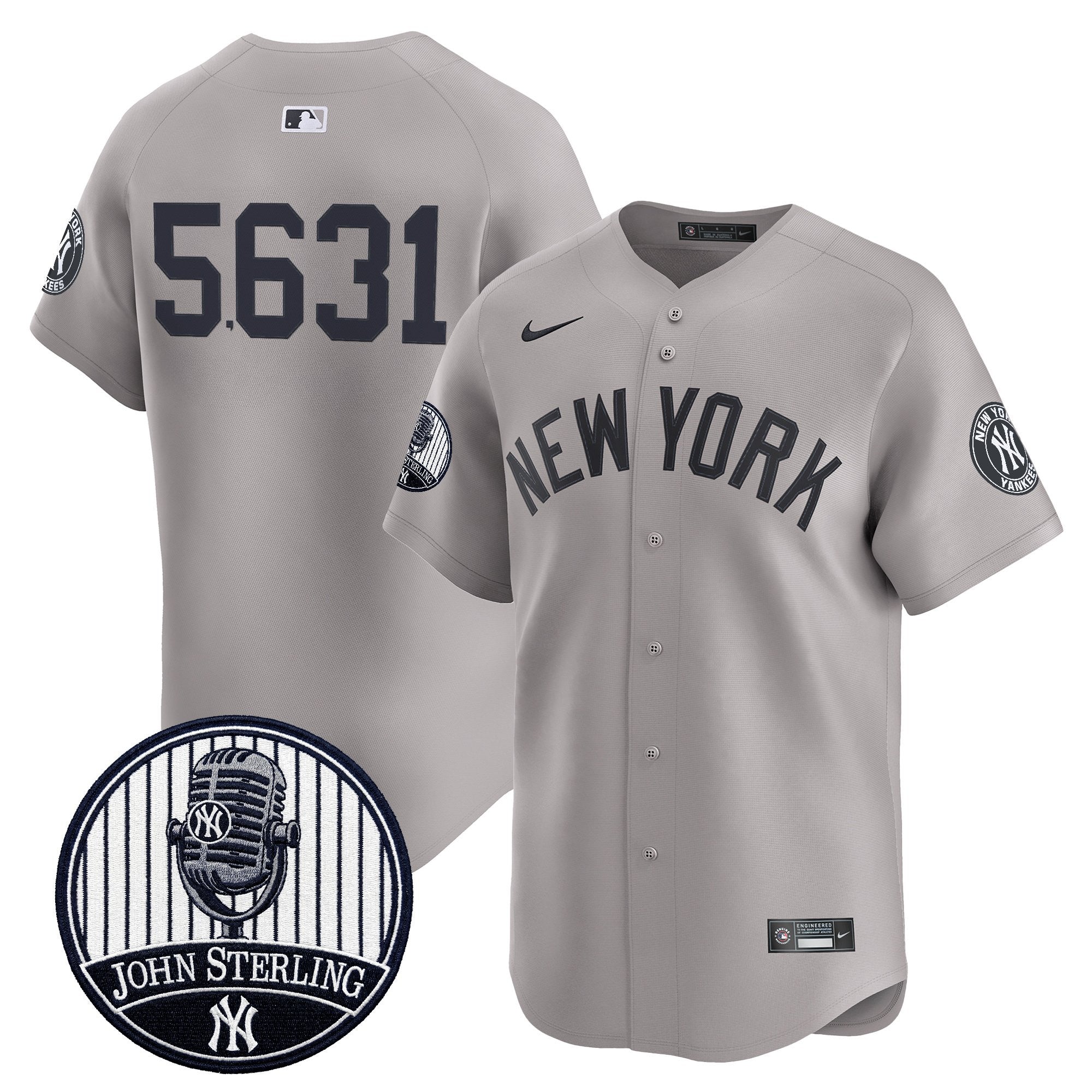 Men's Yankees John Sterling "The Voice of the Yankees" Tribute Patch Vapor Premier Limited Jersey V3 - All Stitched