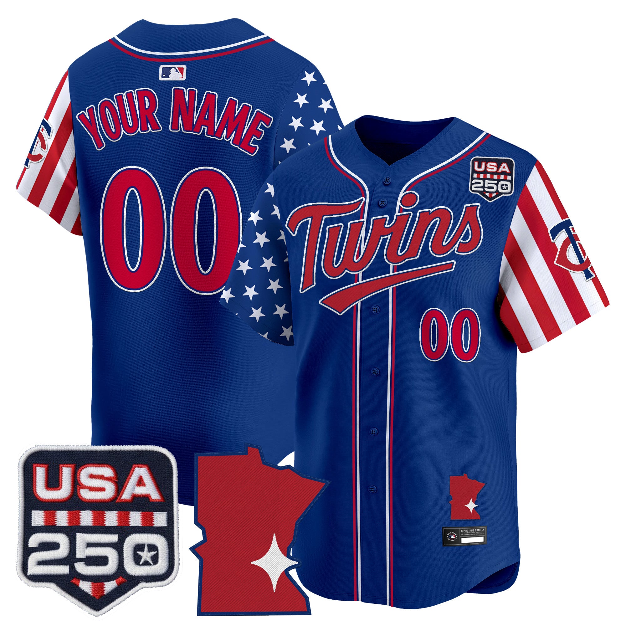Minnesota Twins "America 250 Edition" Vapor Premier Limited Custom Jersey - All Stitched