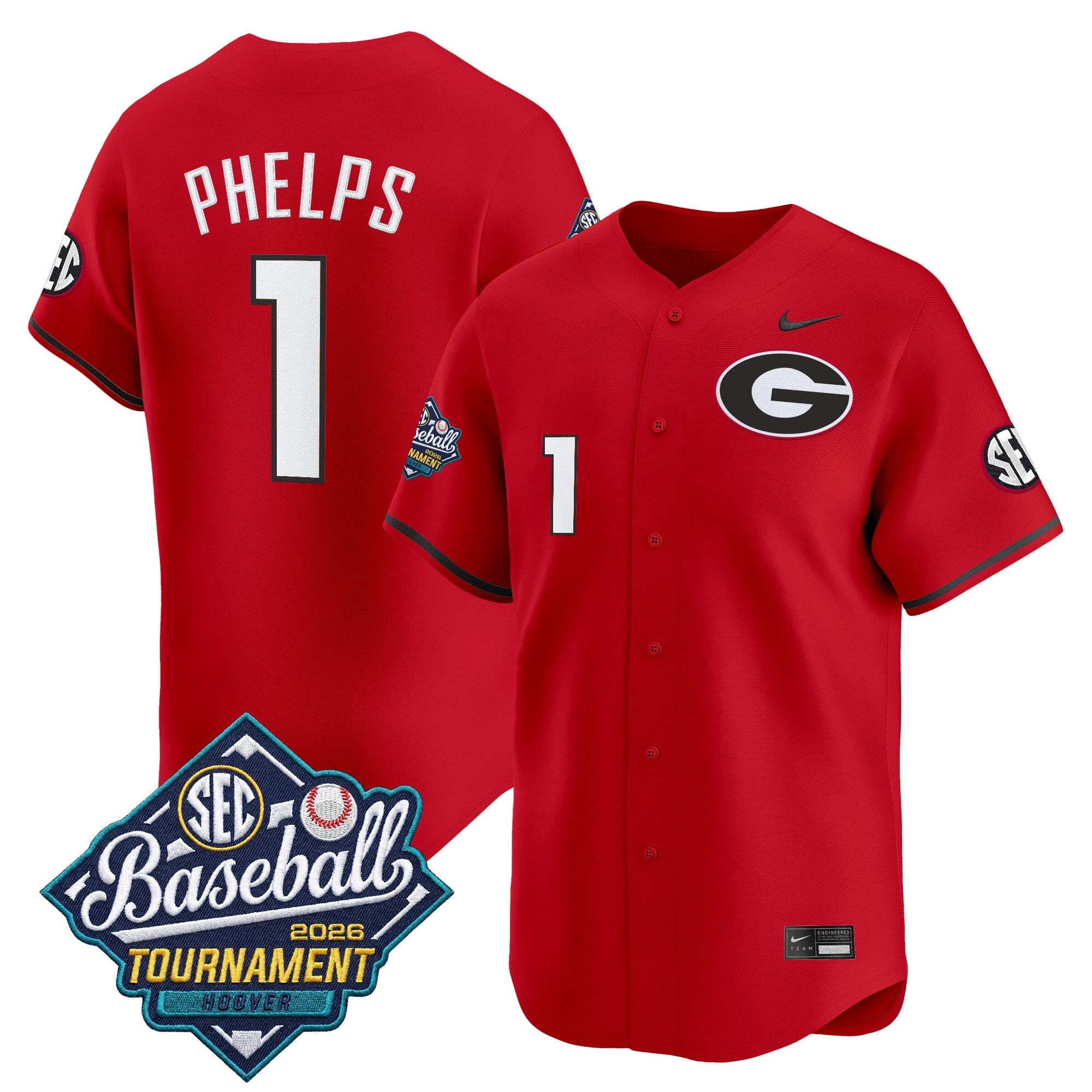 Men's Georgia Bulldogs Baseball Sec Tournament Champions 2026 Vapor Premier Limited Jersey - All Stitched