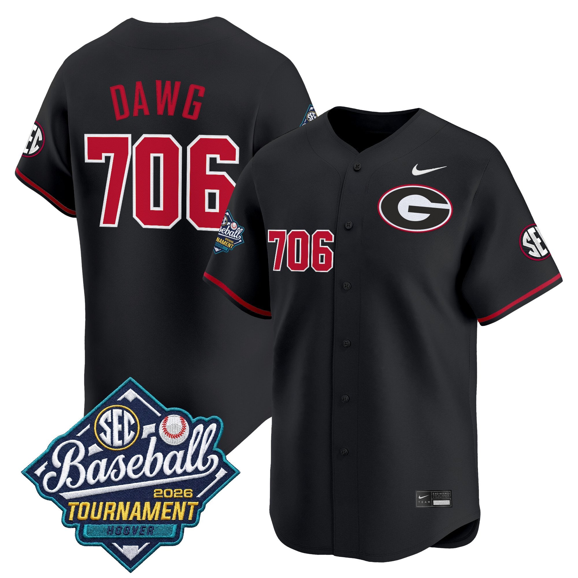 Men's Georgia Bulldogs Baseball Sec Tournament Champions 2026 Vapor Premier Limited Jersey - All Stitched