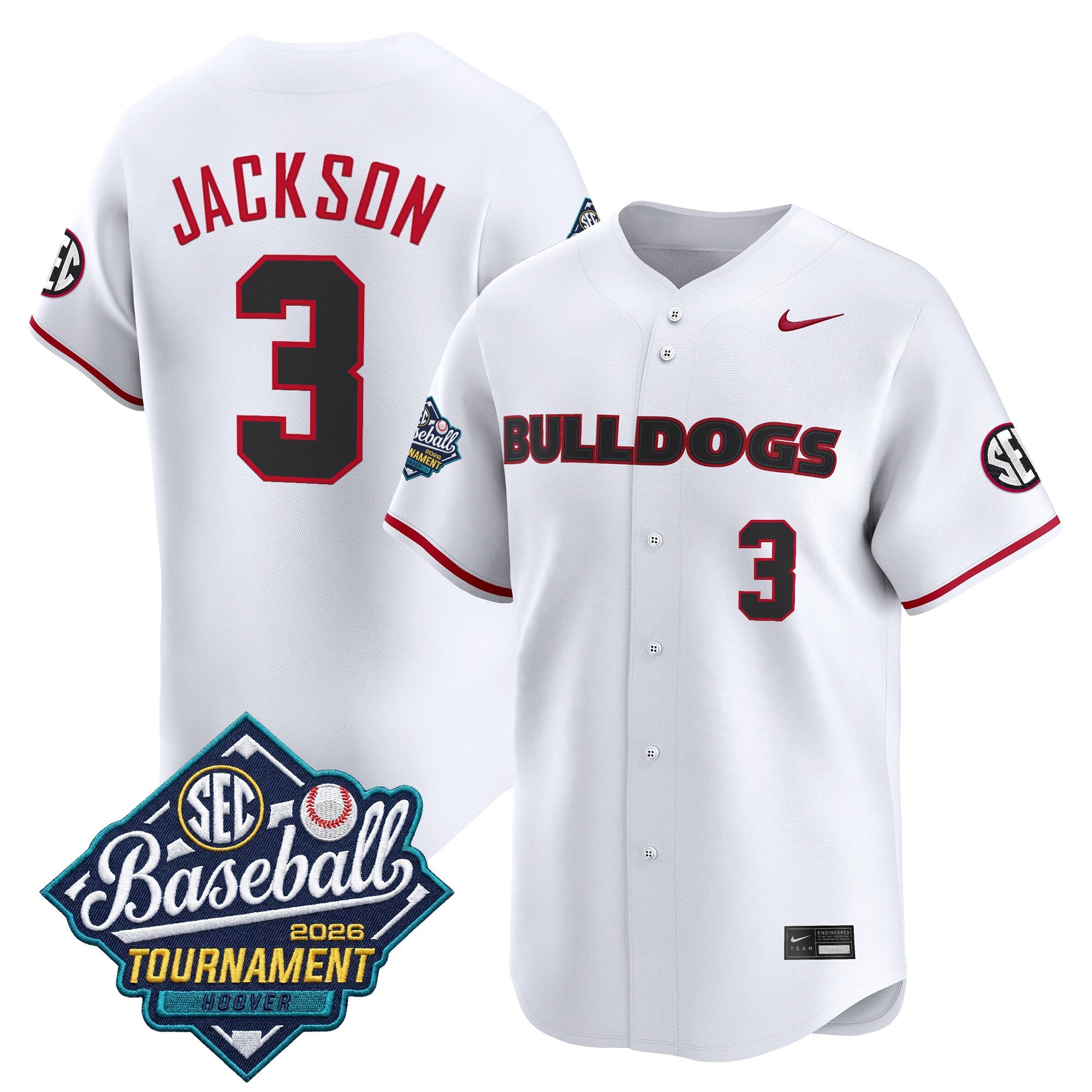 Men's Georgia Bulldogs Baseball Sec Tournament Champions 2026 Vapor Premier Limited Jersey - All Stitched